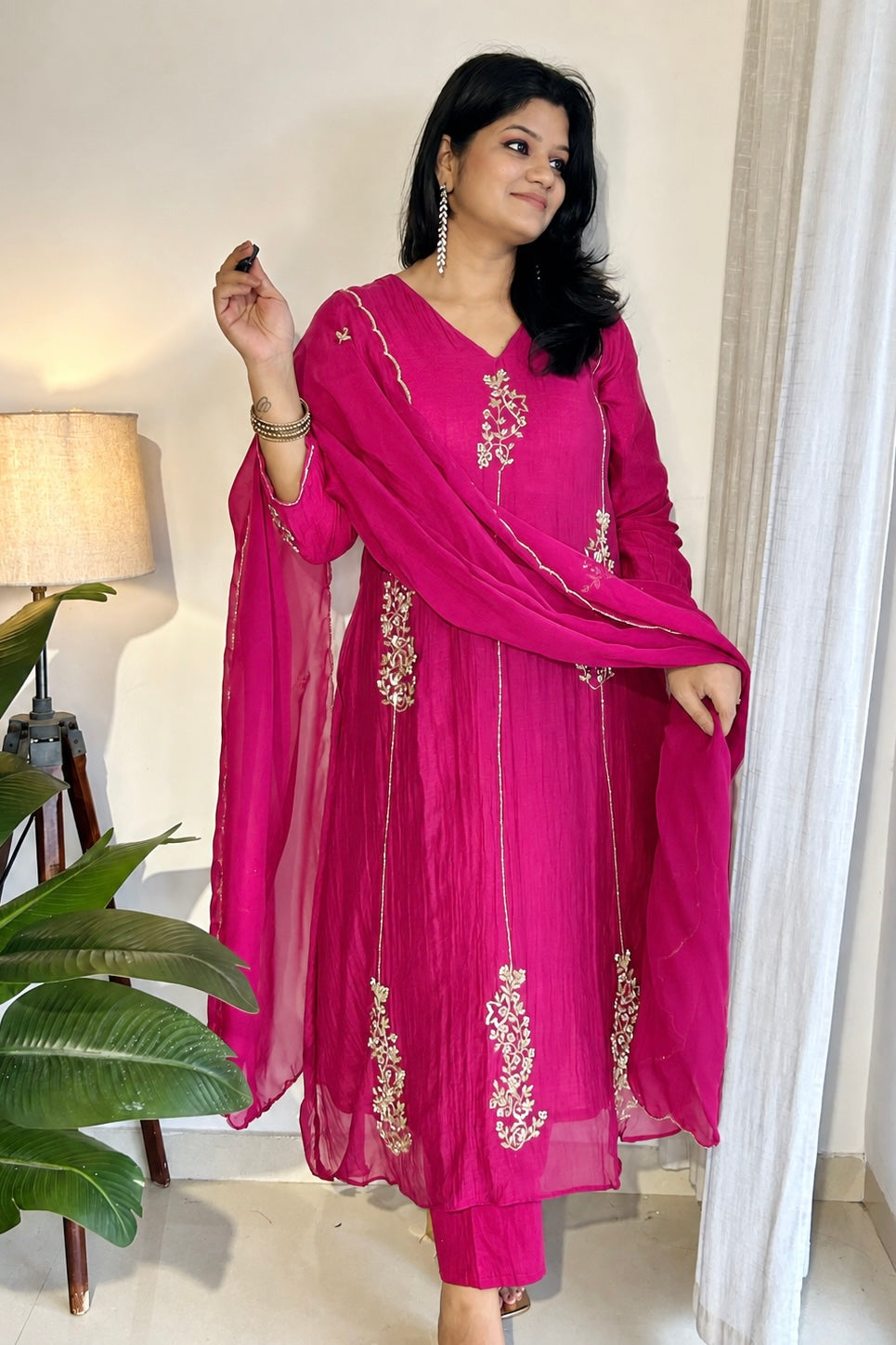 ✨”Rida - Pre book Premium Pink Mul Chanderi A-Line Kurta Sets