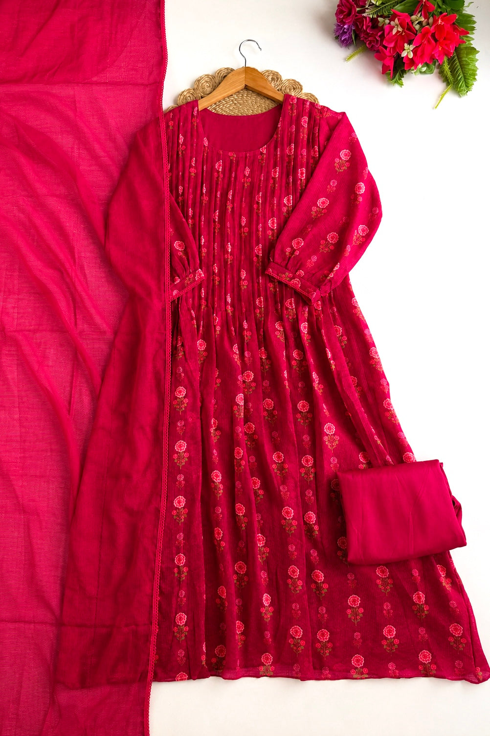 ✨”Ziana – Elegant Kota Ethnic A Line Suit Set