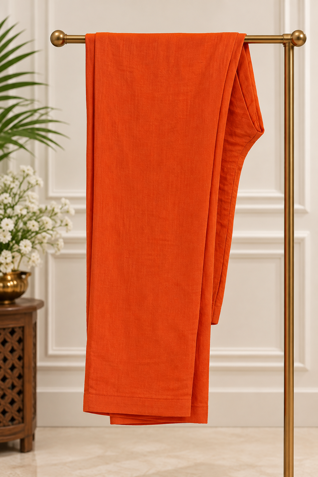 ✨”Aastha- Premium Orange Mul Chanderi A-Line Kurta Set