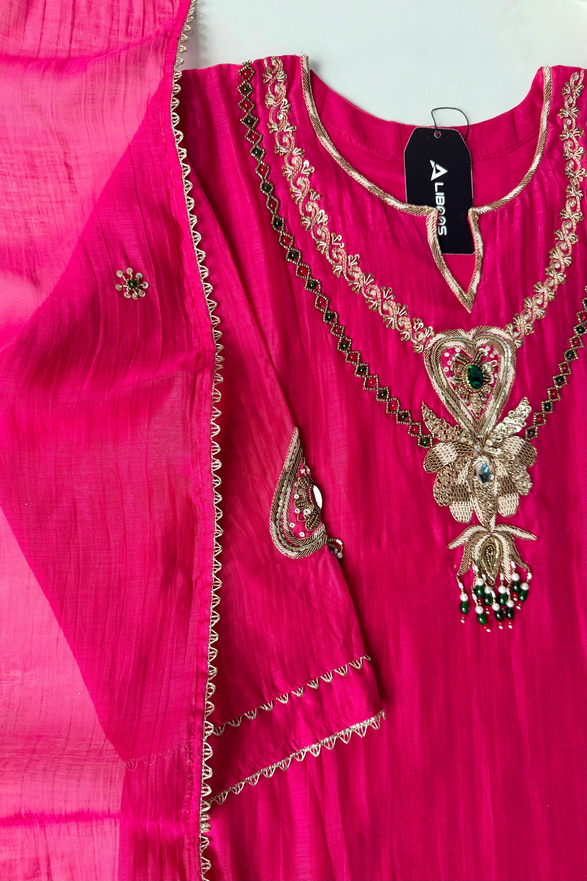 “Diamond” Trending Premium Pink  Mul Chanderi A Line Suit set 🛍️