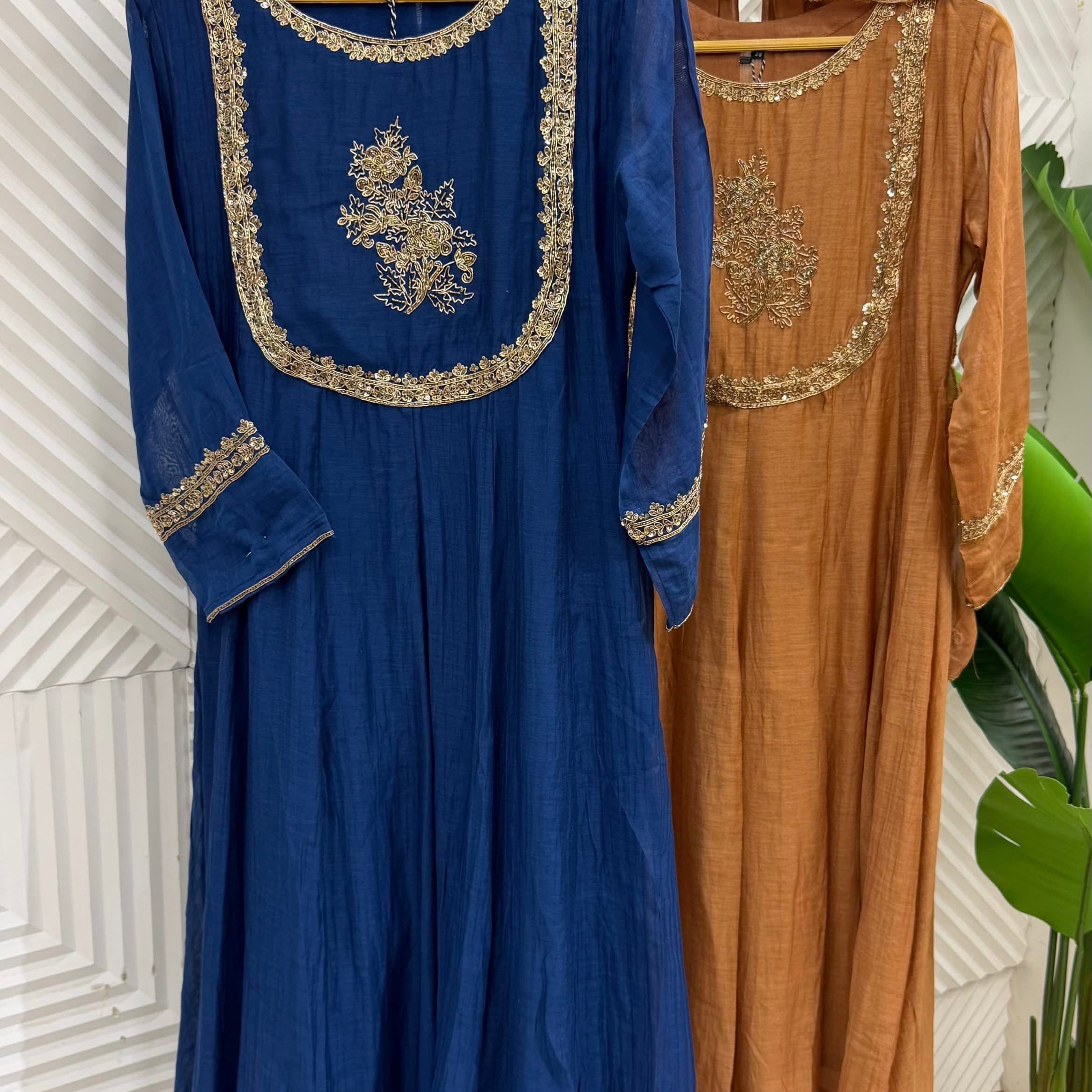✨Ira - Premium Banaras mul chanderi A Line Kurta Set