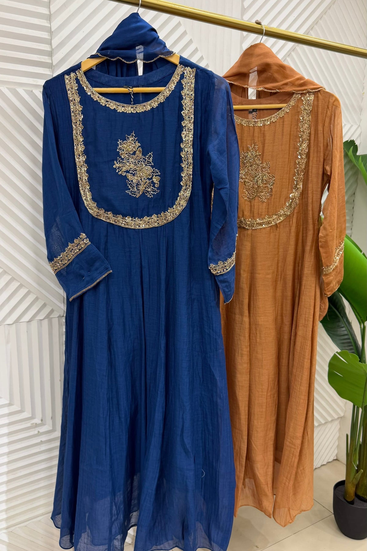 ✨Ira - Premium Banaras mul chanderi A Line Kurta Set