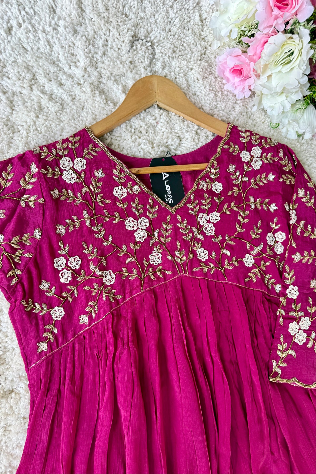 ✨Riti - Premium Magenta Chinnon Anarkali Kurta set
