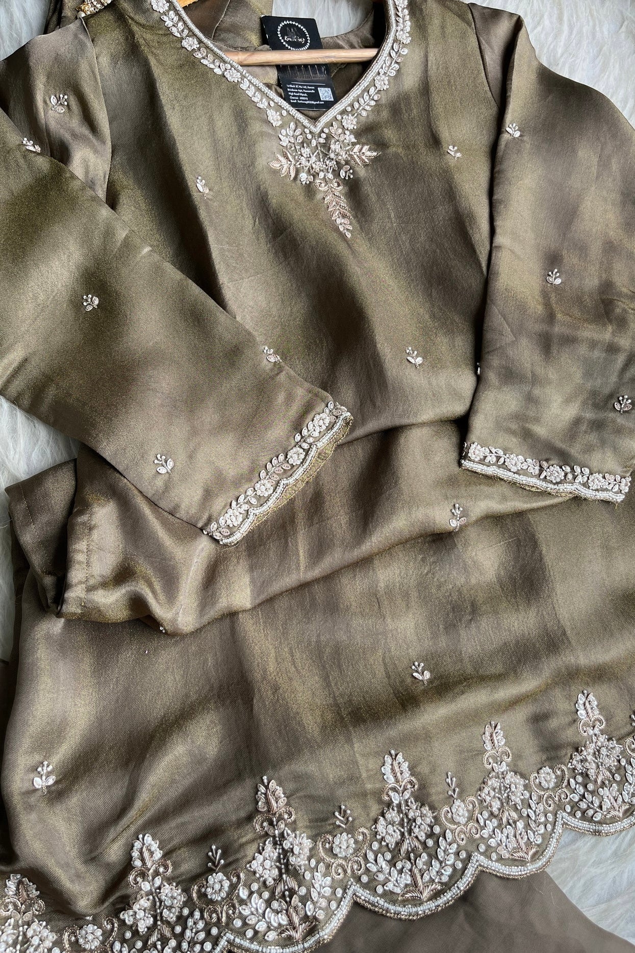 ✨Az002- Champagne Gold Tissue Divider Sharara Suit