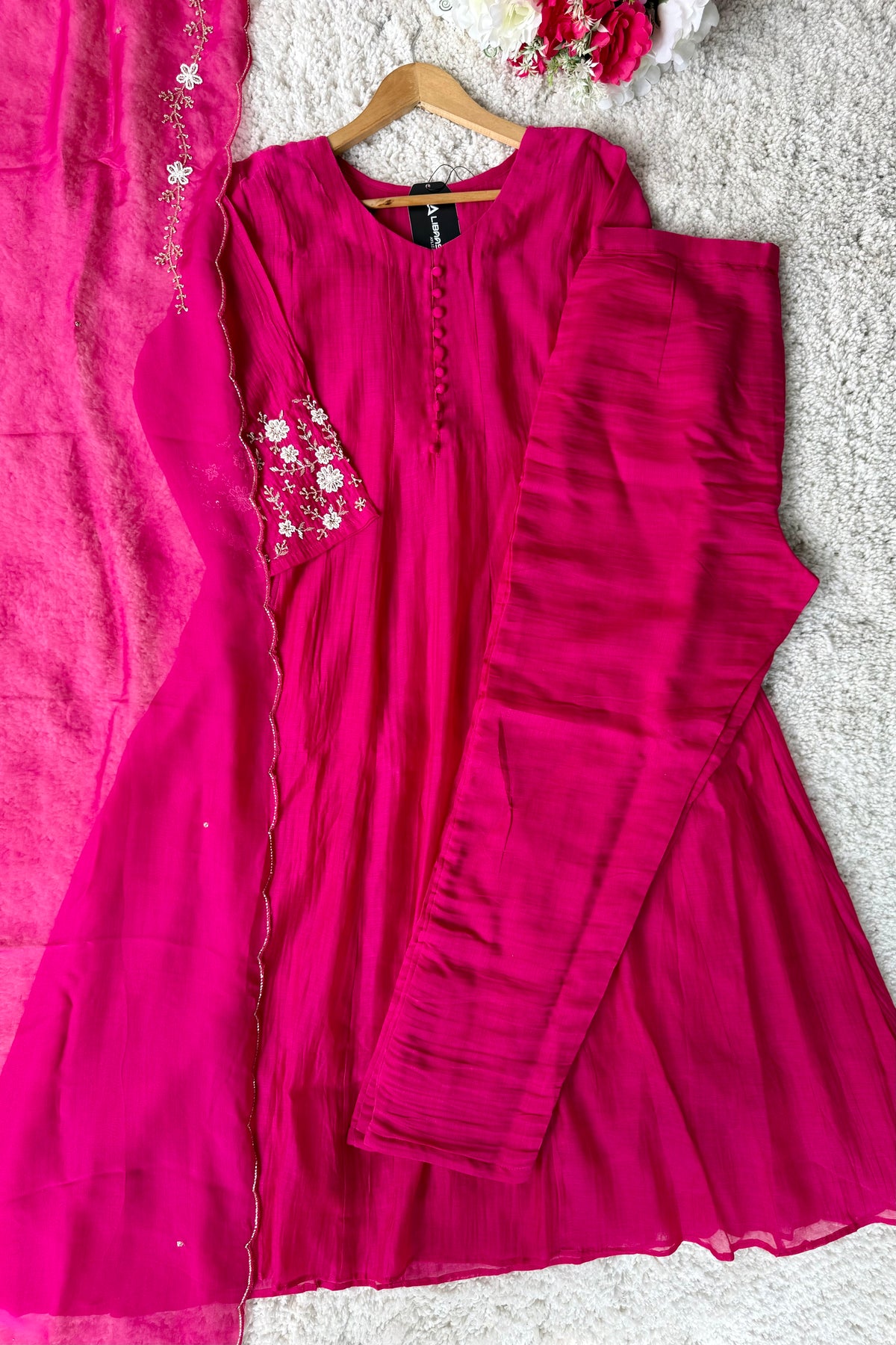 ✨Ay10- Beautiful Pink Mul Chanderi A Line Kurta set 💕