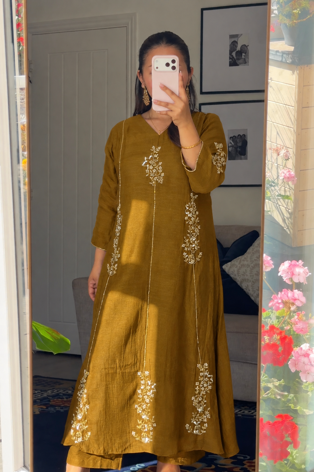 ✨Rida - Premium Mustard Mul Chanderi A-Line Kurta Set
