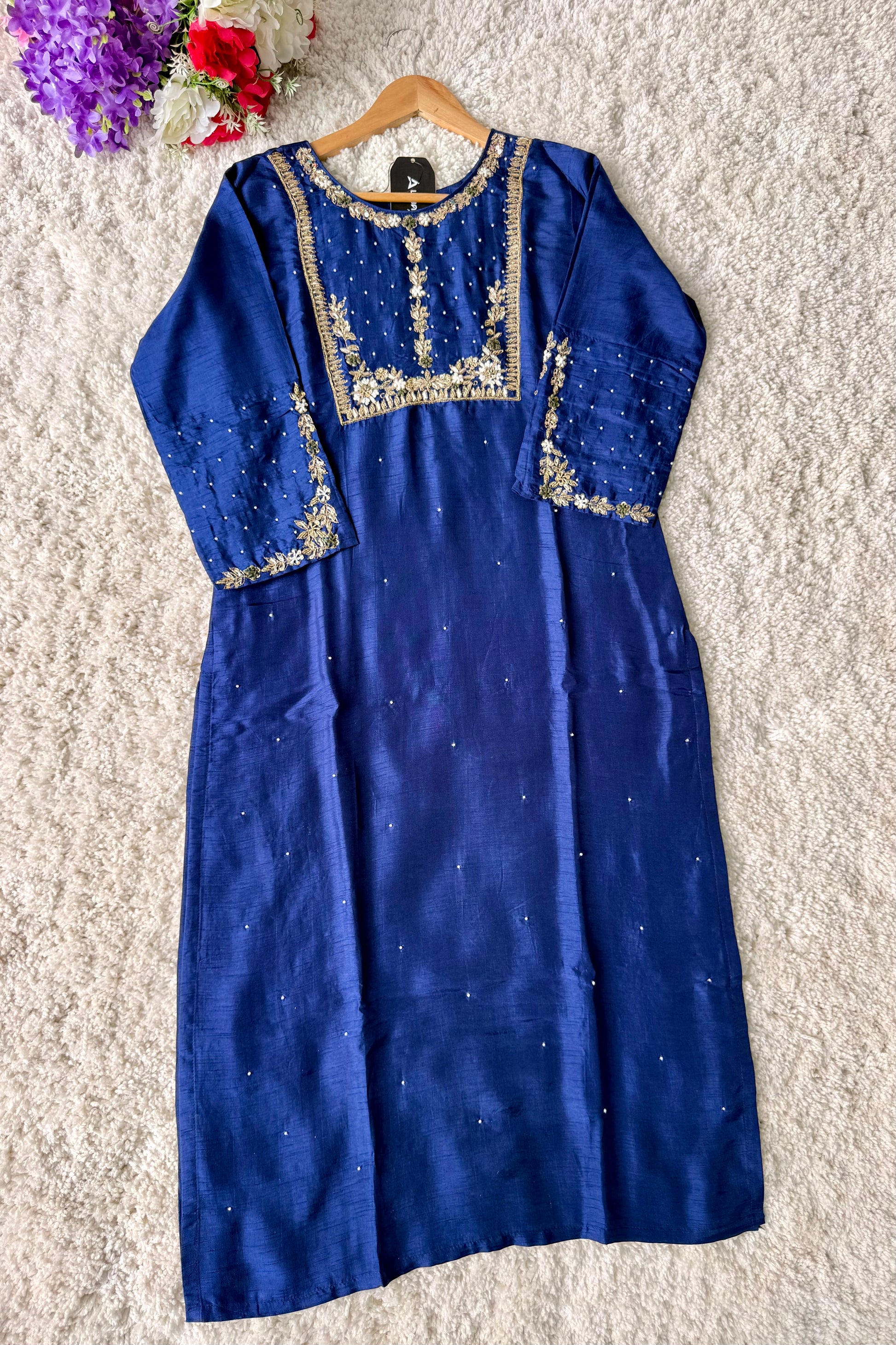 “ALKA” A very beautiful Blue piece with zardozi & zari handwork set