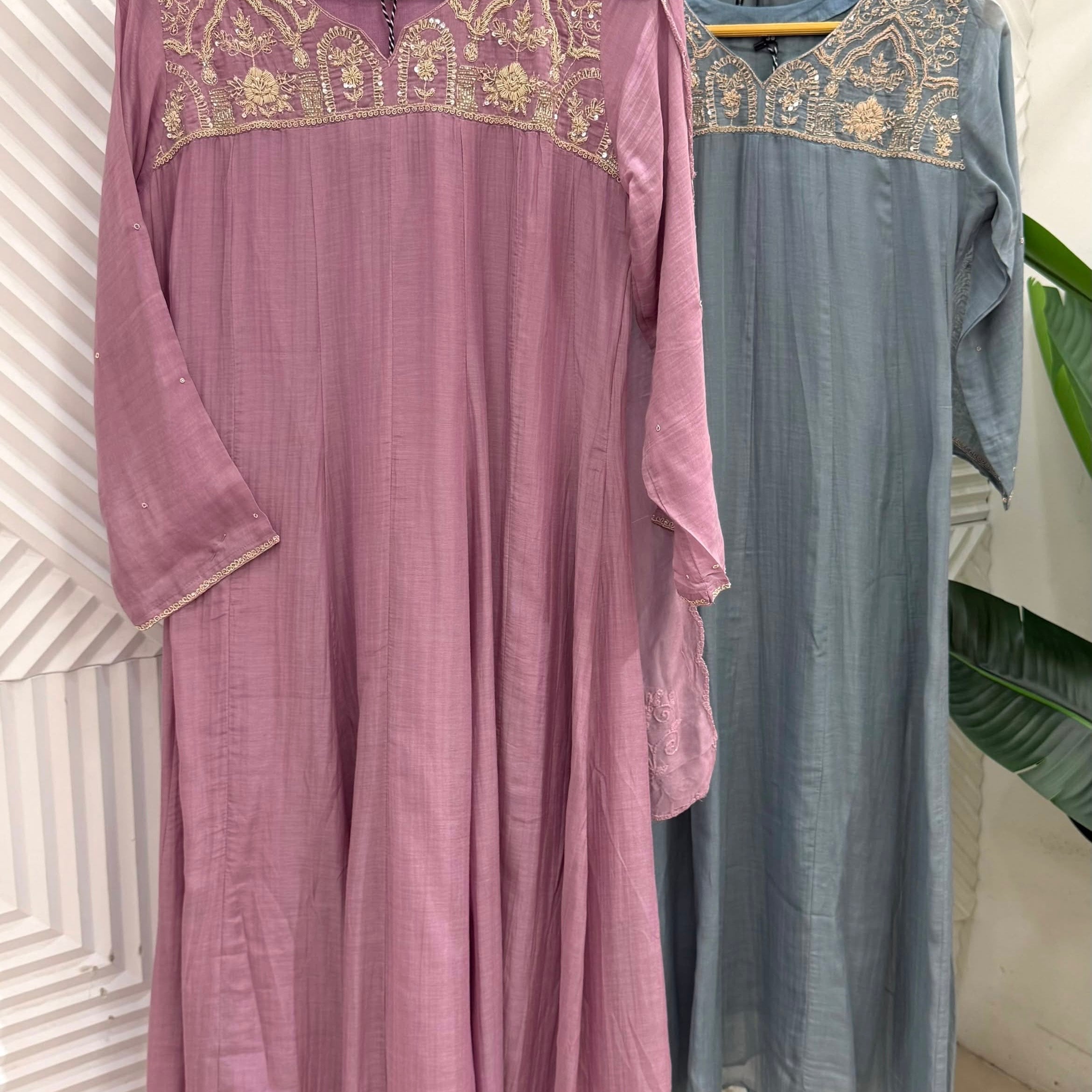 ✨Vritika - Premium Banaras mul chanderi A Line Kurta Set