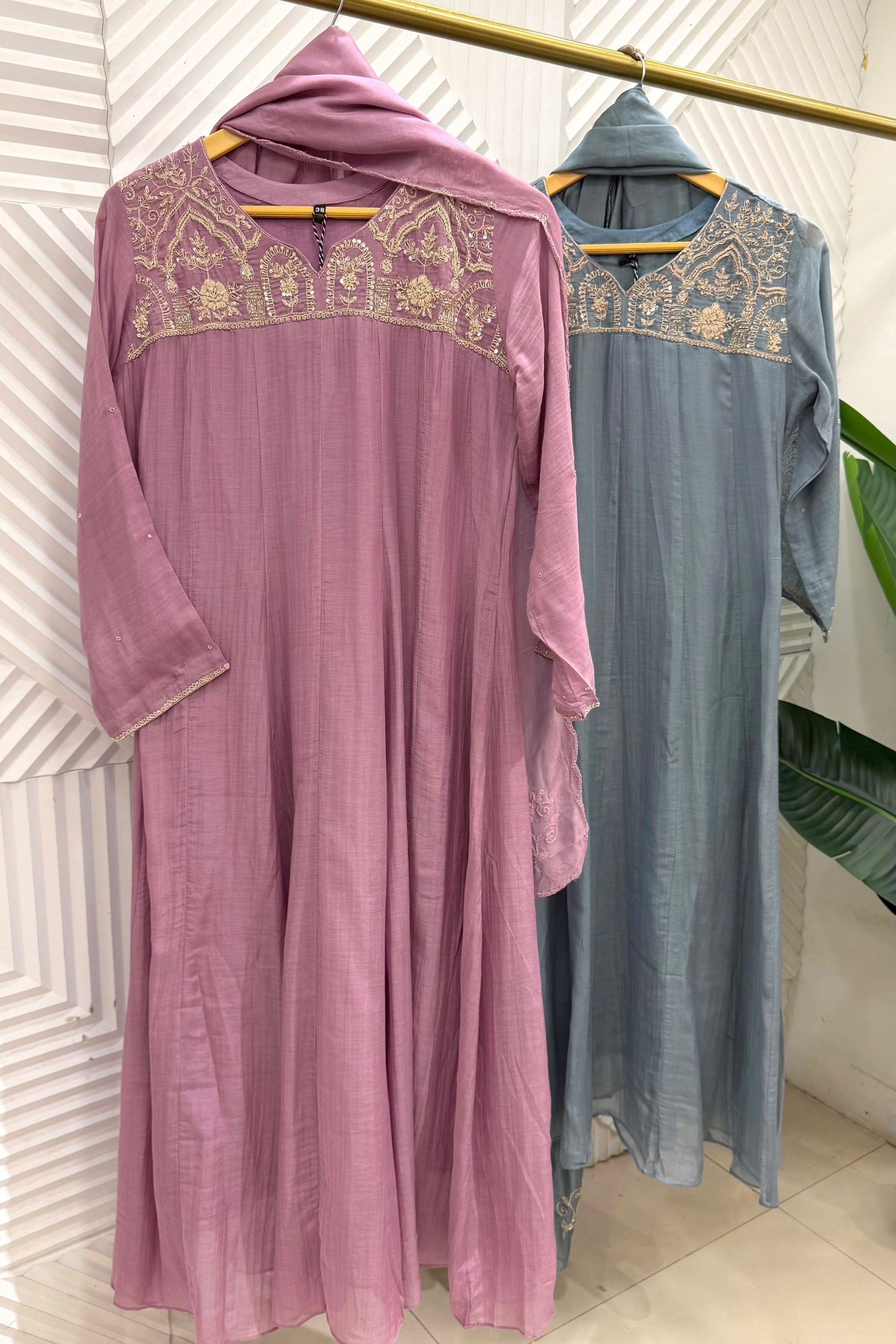 ✨Vritika - Premium Banaras mul chanderi A Line Kurta Set