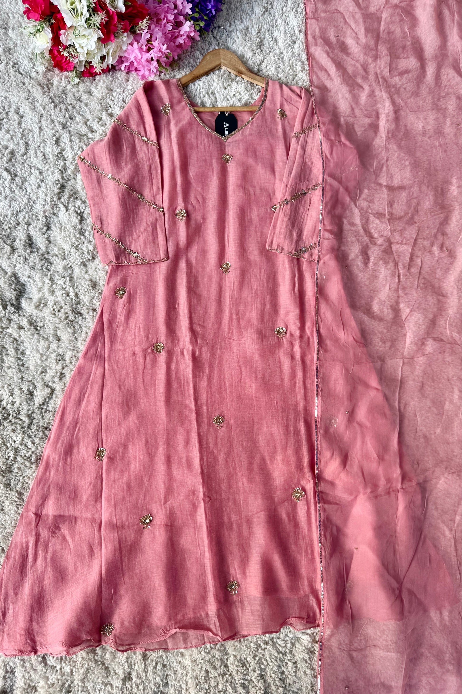 ✨”Unique- Party Wear Mul Chanderi A Line Kurta set 🛍️