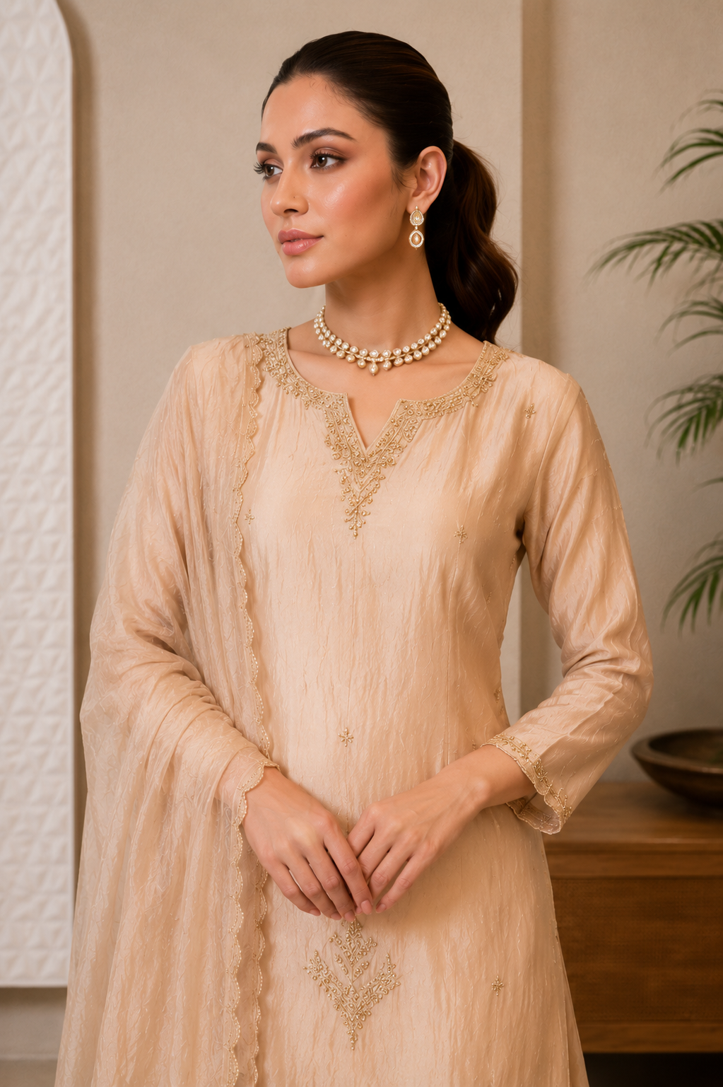 ✨Ruhani – Luxury Ivory Glass Tissue Divider Suit Set