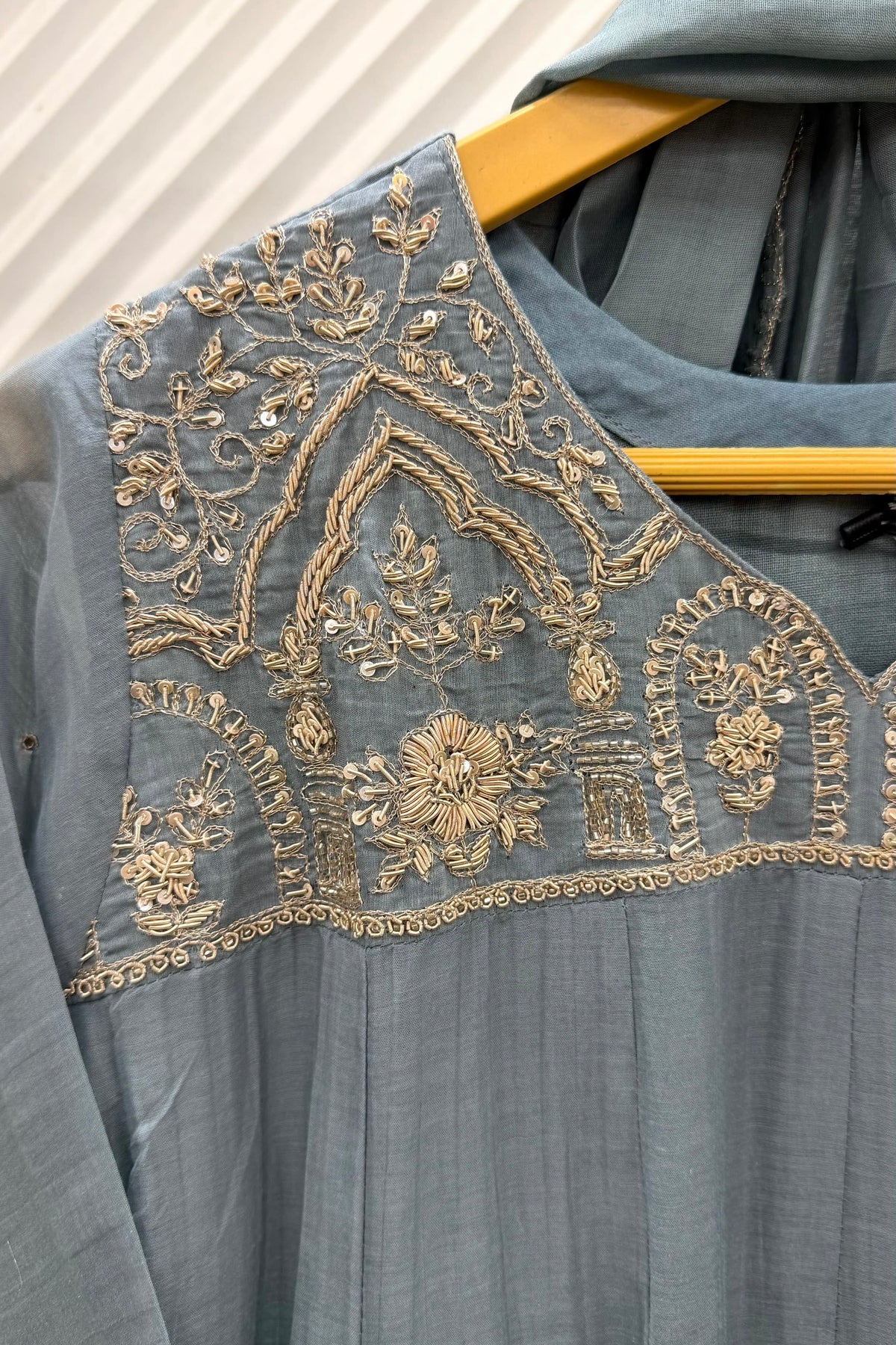 ✨Vritika - Premium Banaras mul chanderi A Line Kurta Set