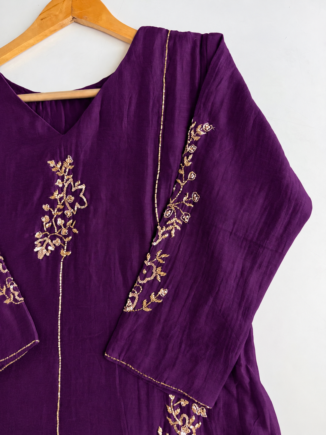 ✨”Rida - Premium Purple Mul Chanderi A-Line Kurta Set