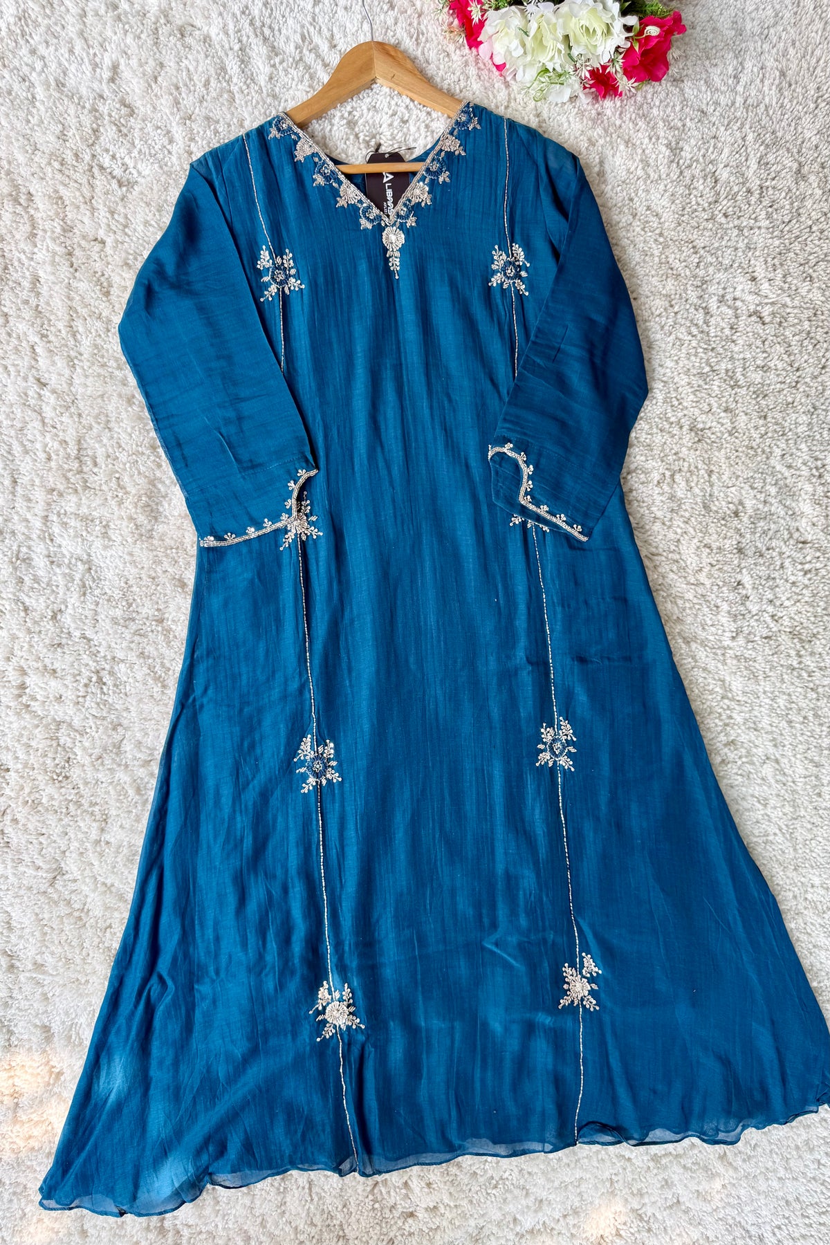 ✨ Daisy - Premium Blue Mul Chanderi A-Line Anarkali Kurta set
