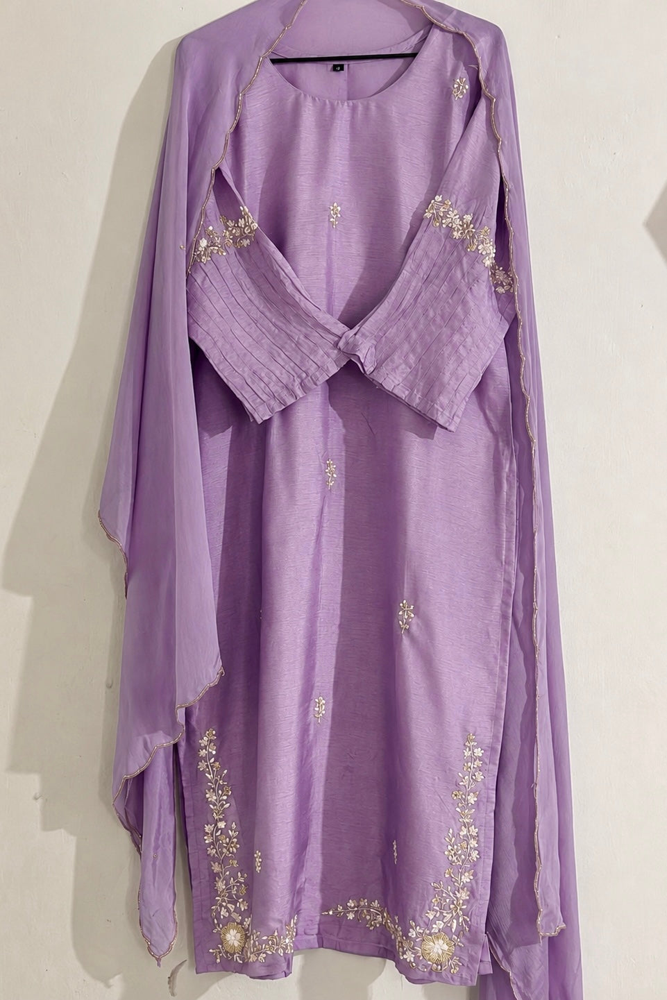 ✨”Aleena – Premium Dola Silk Daman work Kurta Set