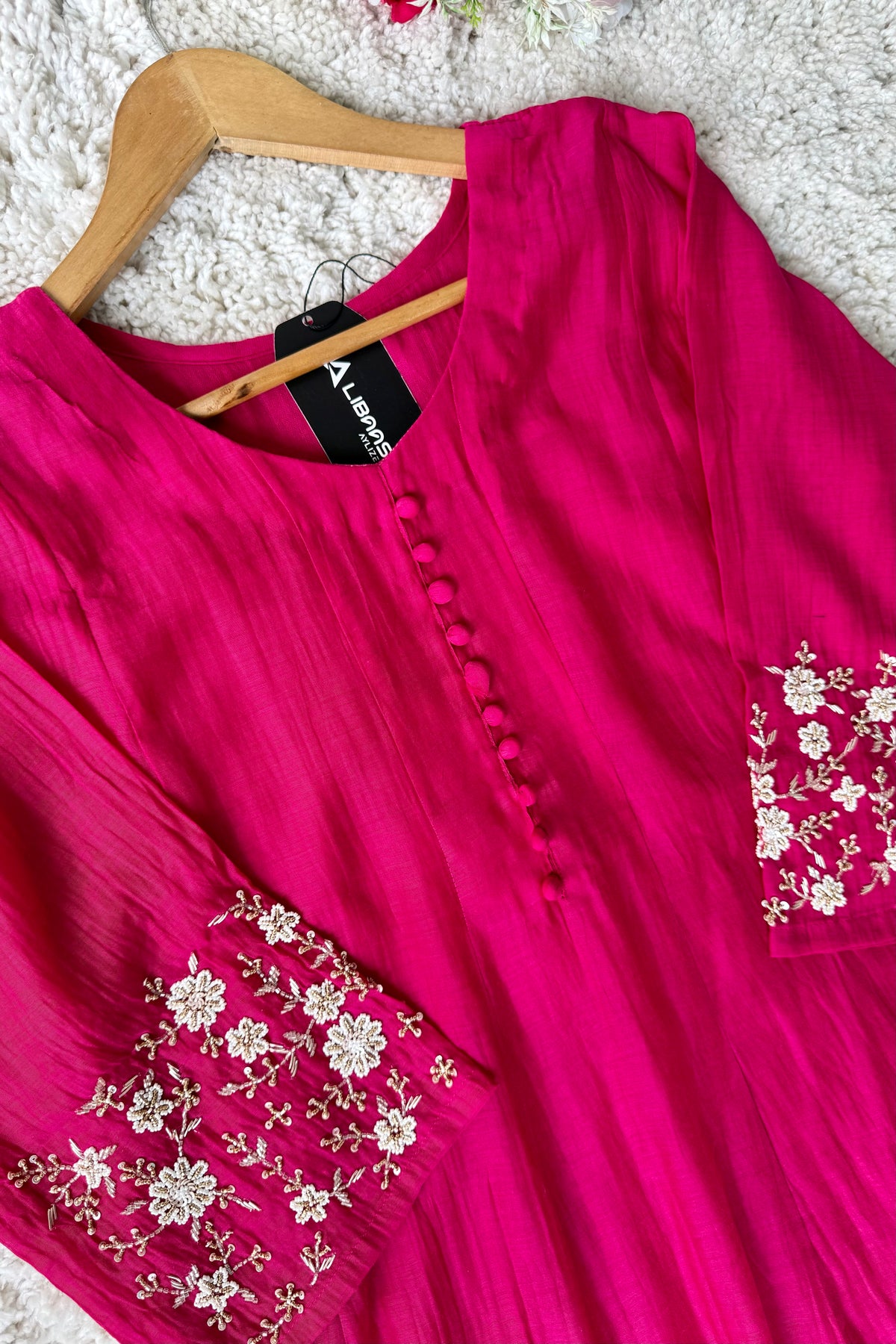 ✨Ay10- Beautiful Pink Mul Chanderi A Line Kurta set 💕