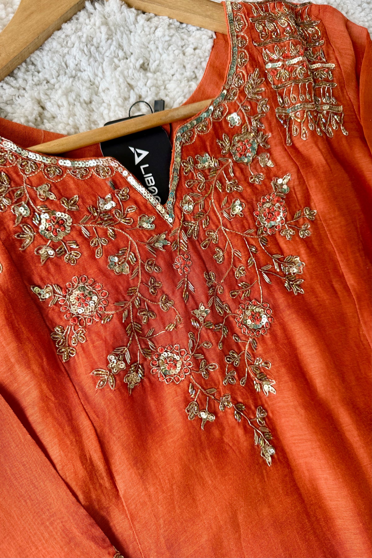 ✨Daisy - Premium Ornage Mul Chanderi A-Line Anarkali Kurta set