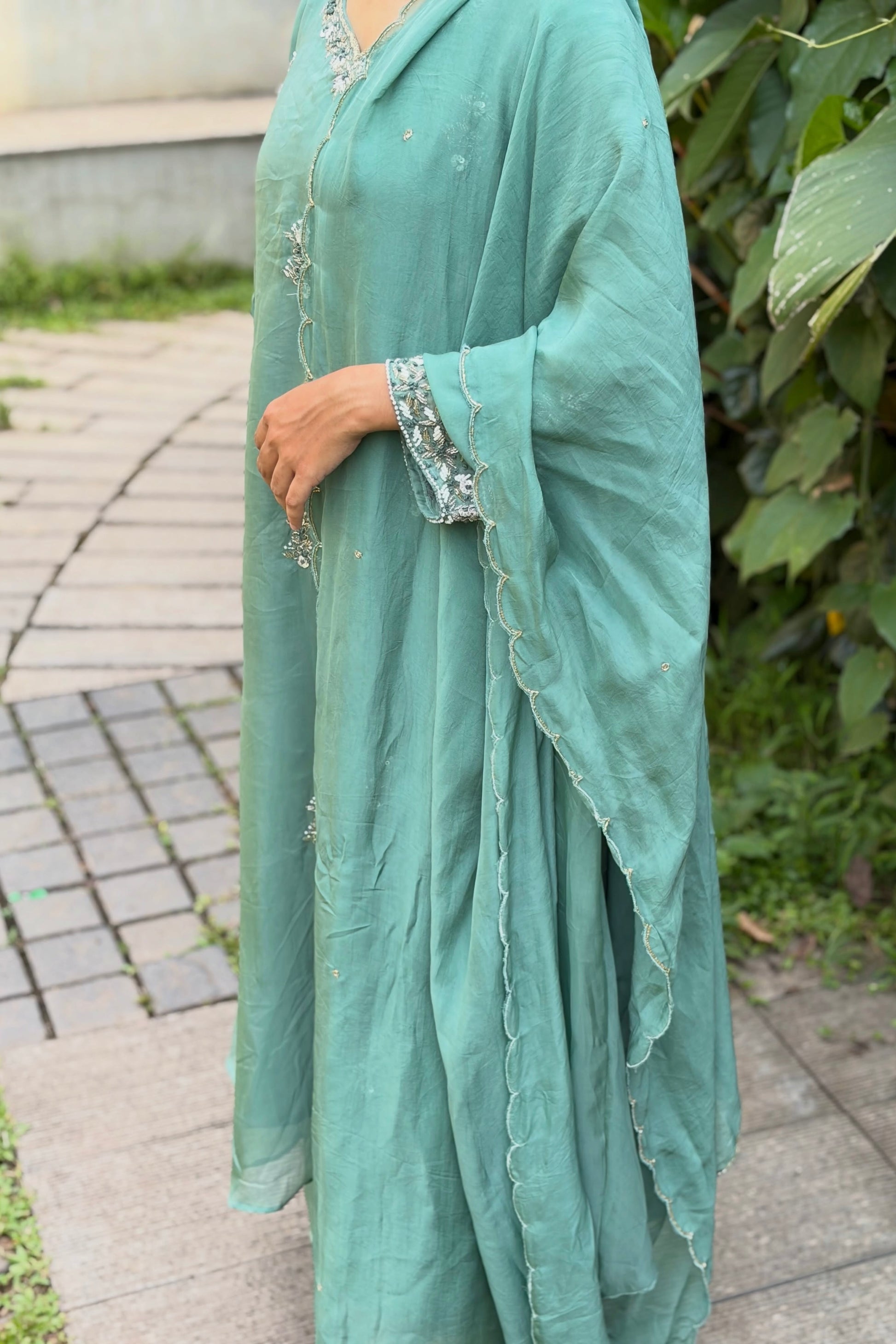 🛍️Alina - Premium Designer Organza Viscose A Line Kurta Set