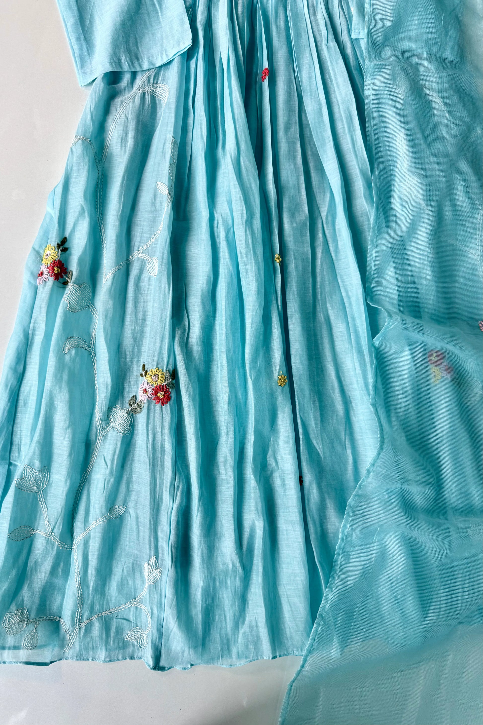 💙”Mayra – Premium Mul Chanderi A-Line Kurta Set