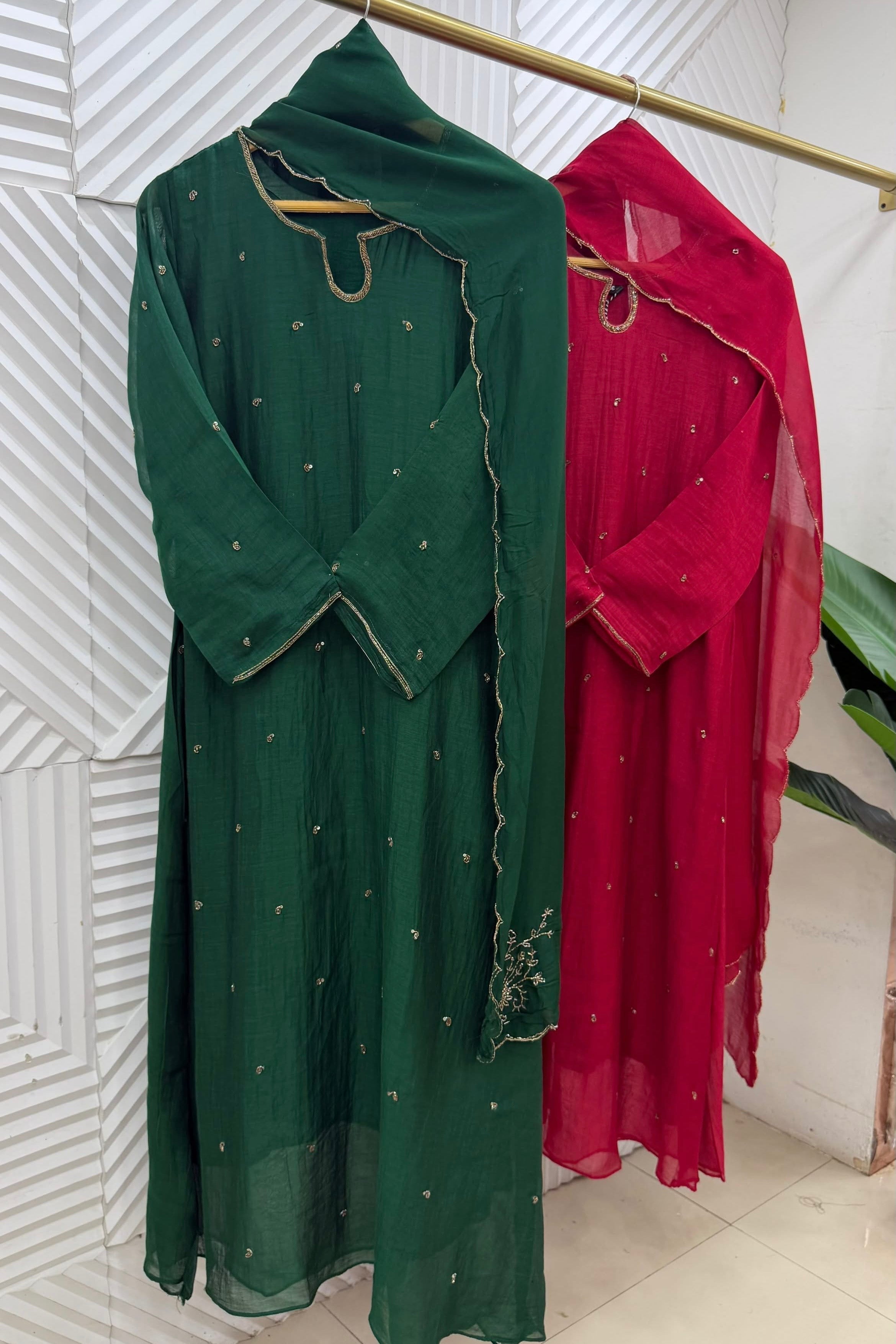✨Alisha - Premium Mul Chanderi A-Line Kurta set