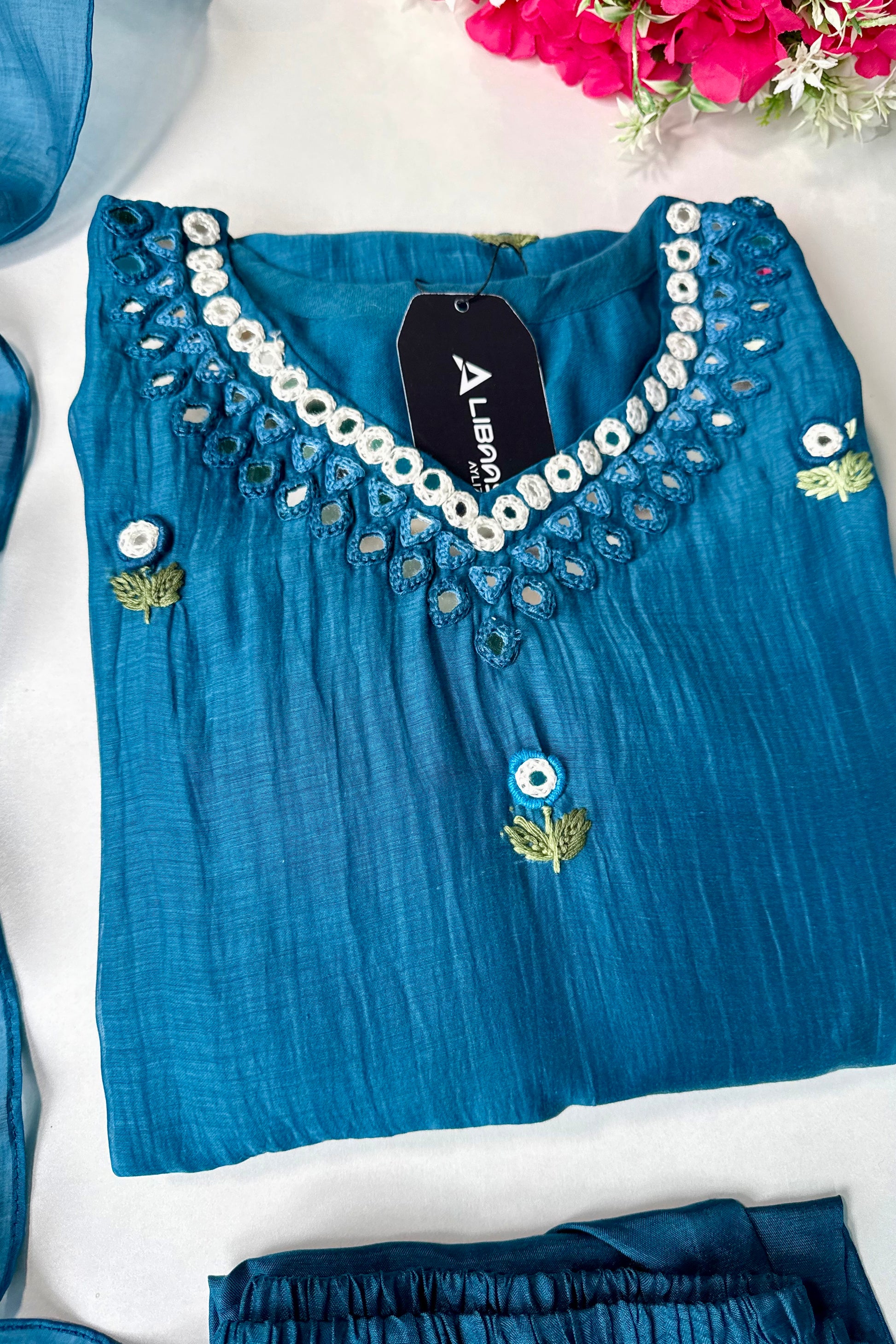 ✨”Ruby - Premium Blue Mul Chanderi A-Line Kurta Set