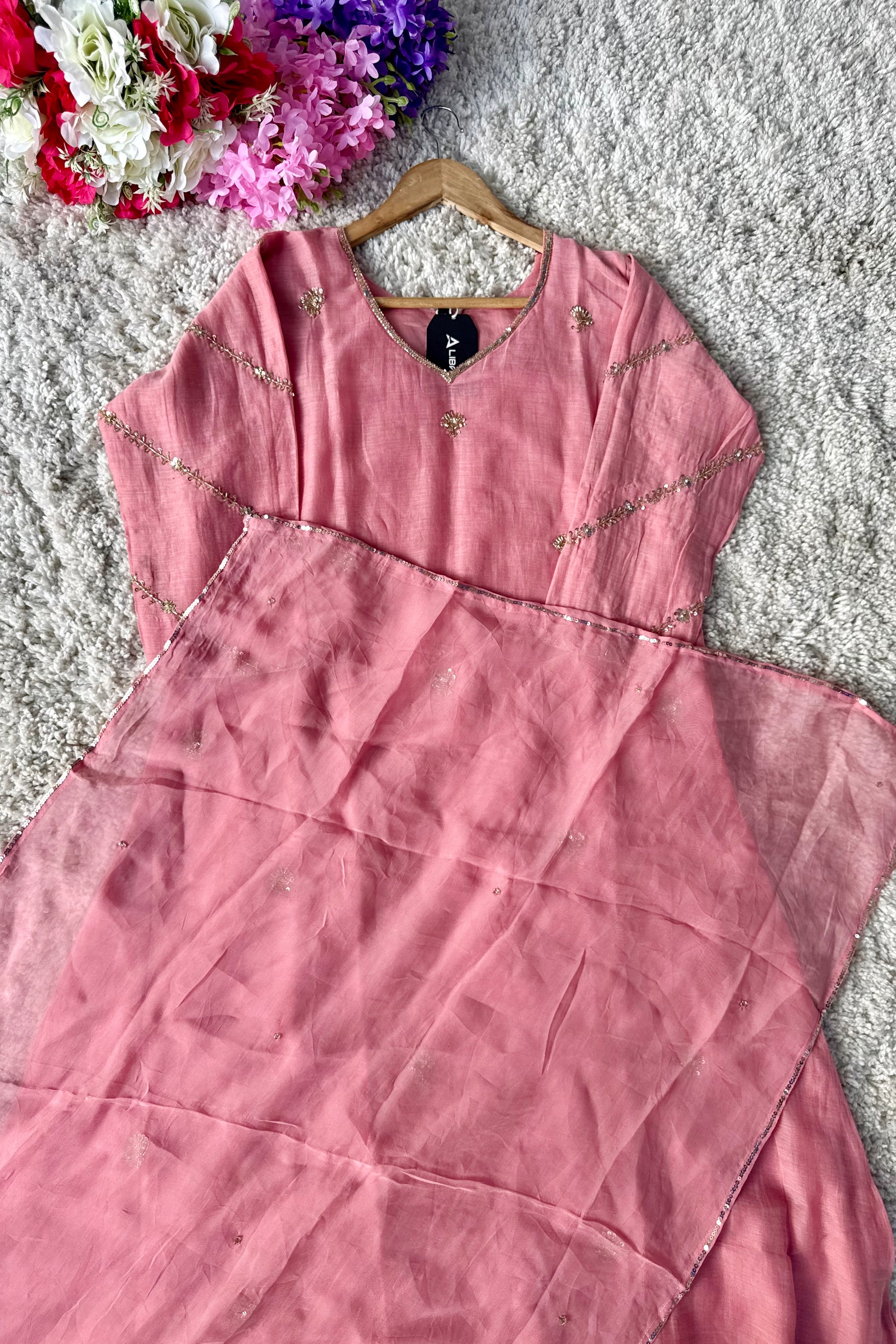 ✨”Unique- Party Wear Mul Chanderi A Line Kurta set 🛍️