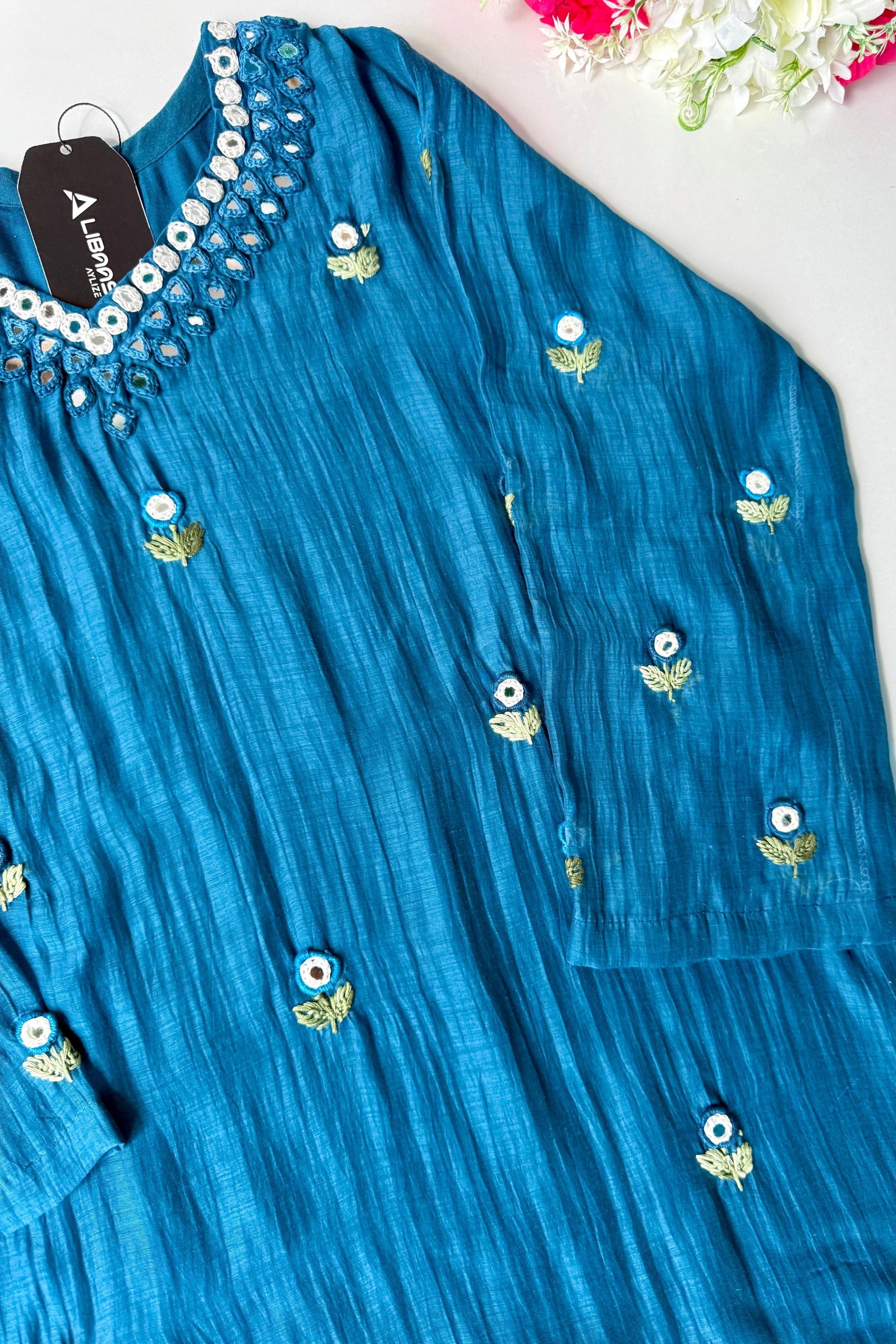 ✨”Ruby - Premium Blue Mul Chanderi A-Line Kurta Set