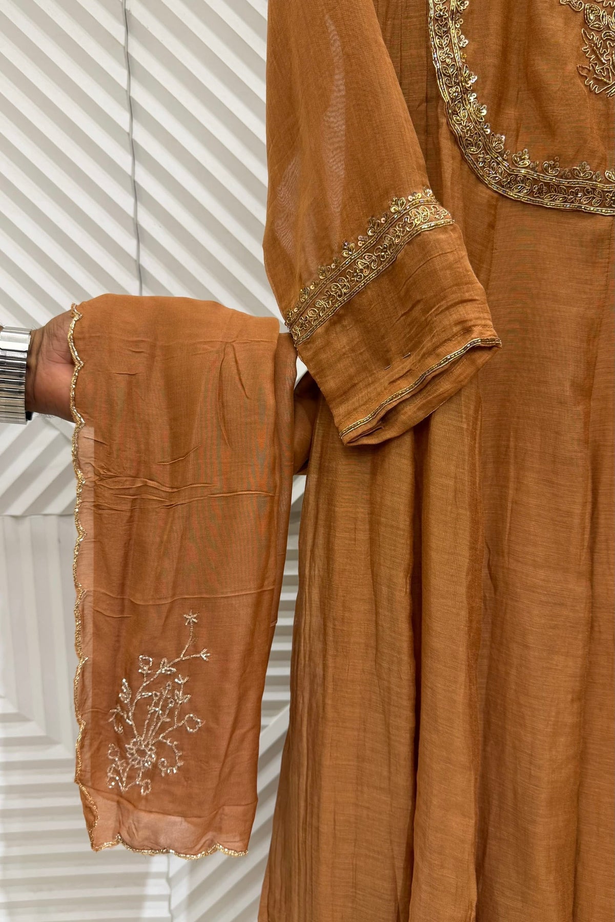 ✨Ira - Premium Banaras mul chanderi A Line Kurta Set