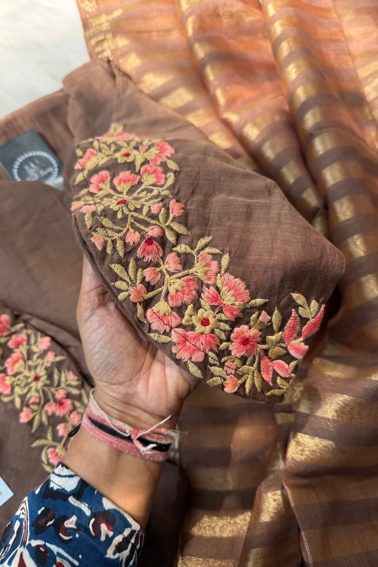 🛍️”Az021 – Premium Coffe Brown Mul Chanderi A Line Kurta Set