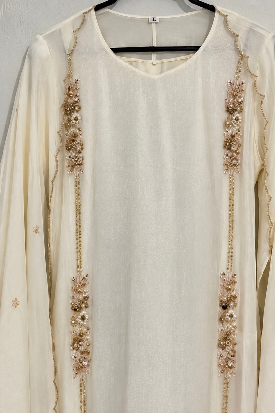 ✨Amara” Introducing Cream Heavy Handwork Chinnon A Line Suit