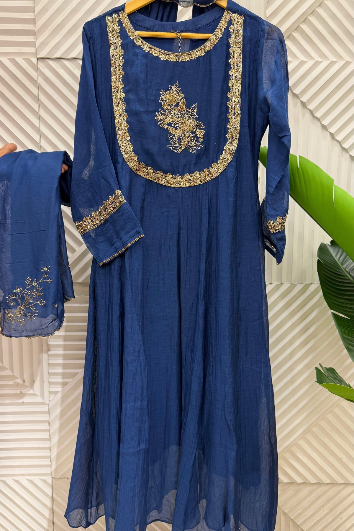 ✨Ira - Premium Banaras mul chanderi A Line Kurta Set