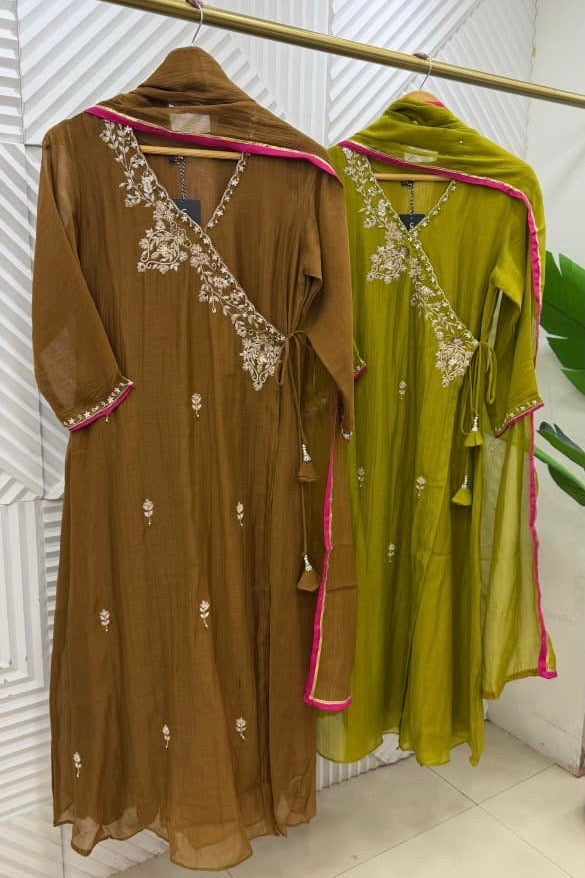 ✨ Darsini - Premium Mul Chanderi Angrakha Kurta set