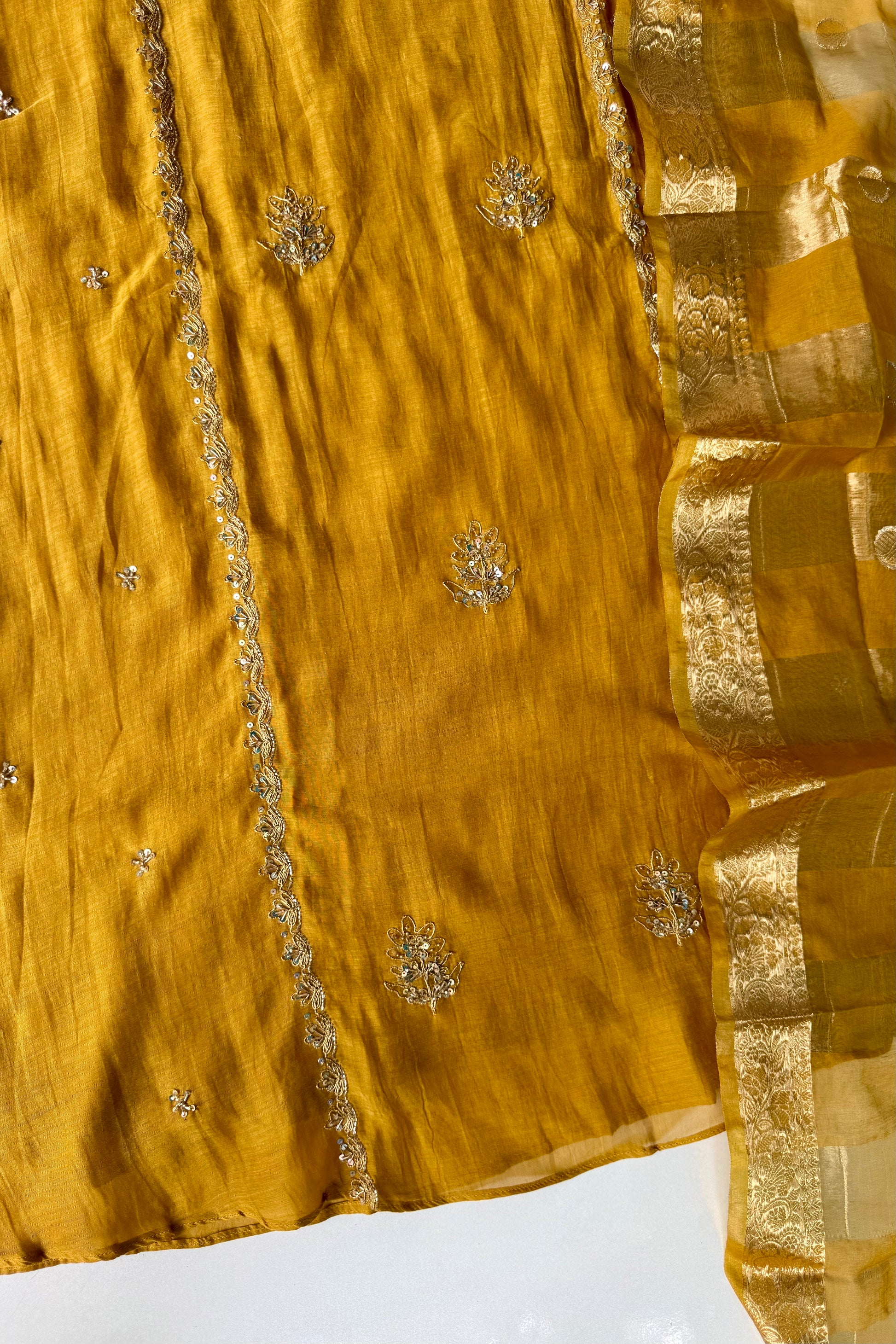 “Ujjwal” Trending yellow Mul Chanderi A Line Kurta set 🛍️