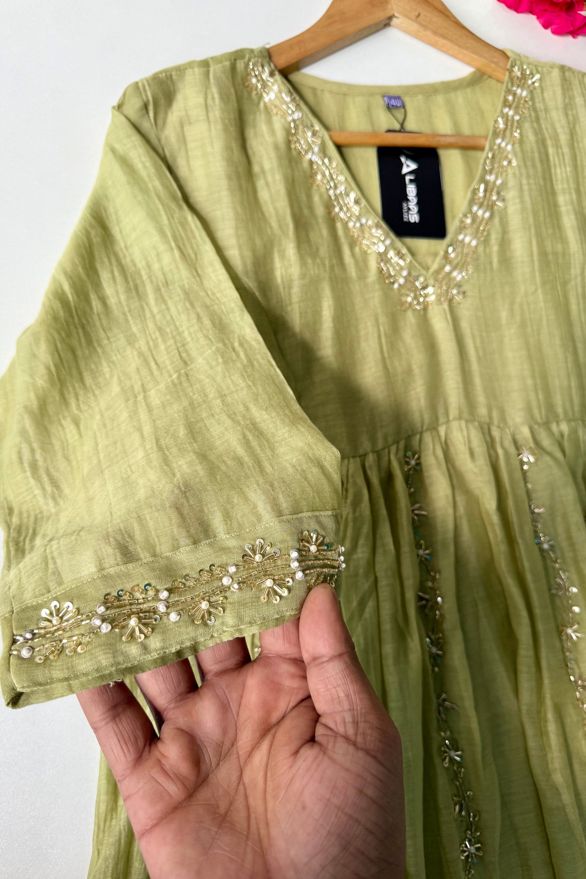 ✨Florence - Olive Pistachio Mul Chanderi Anarkali Suit set 🛍️
