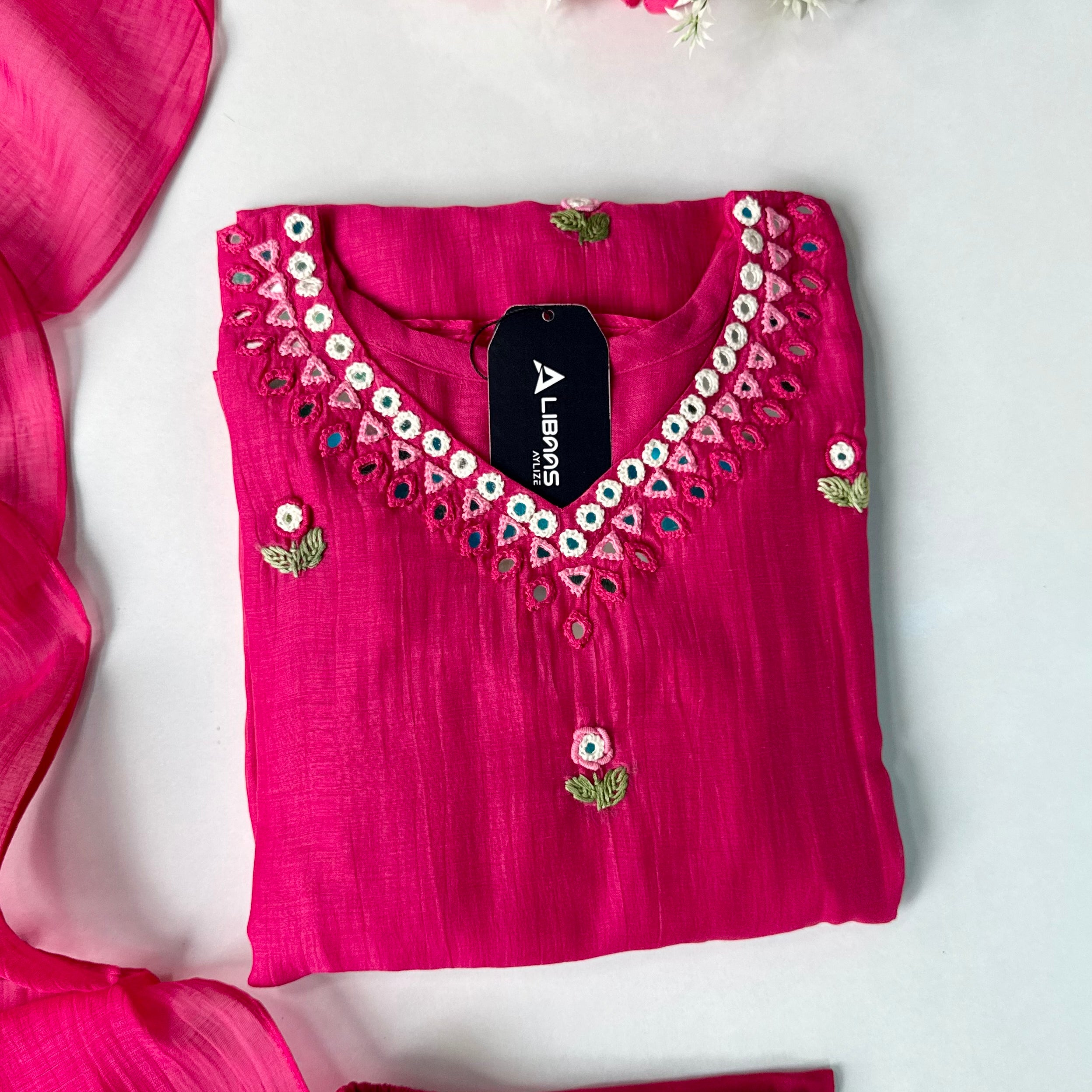 ✨”Ruby - Premium Pink Mul Chanderi A-Line Kurta Set 💕