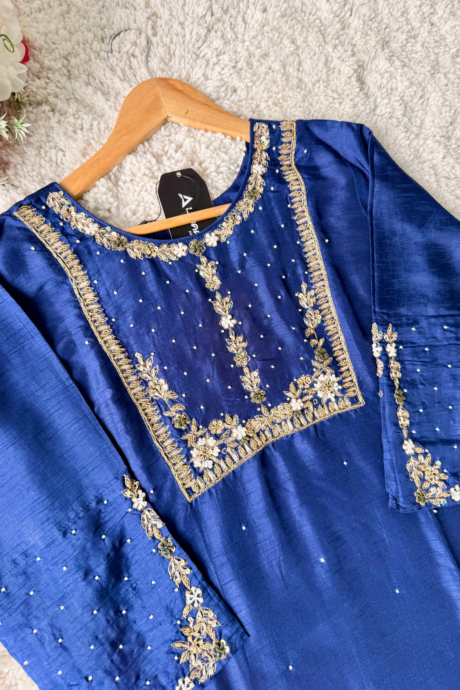 “ALKA” A very beautiful Blue piece with zardozi & zari handwork set