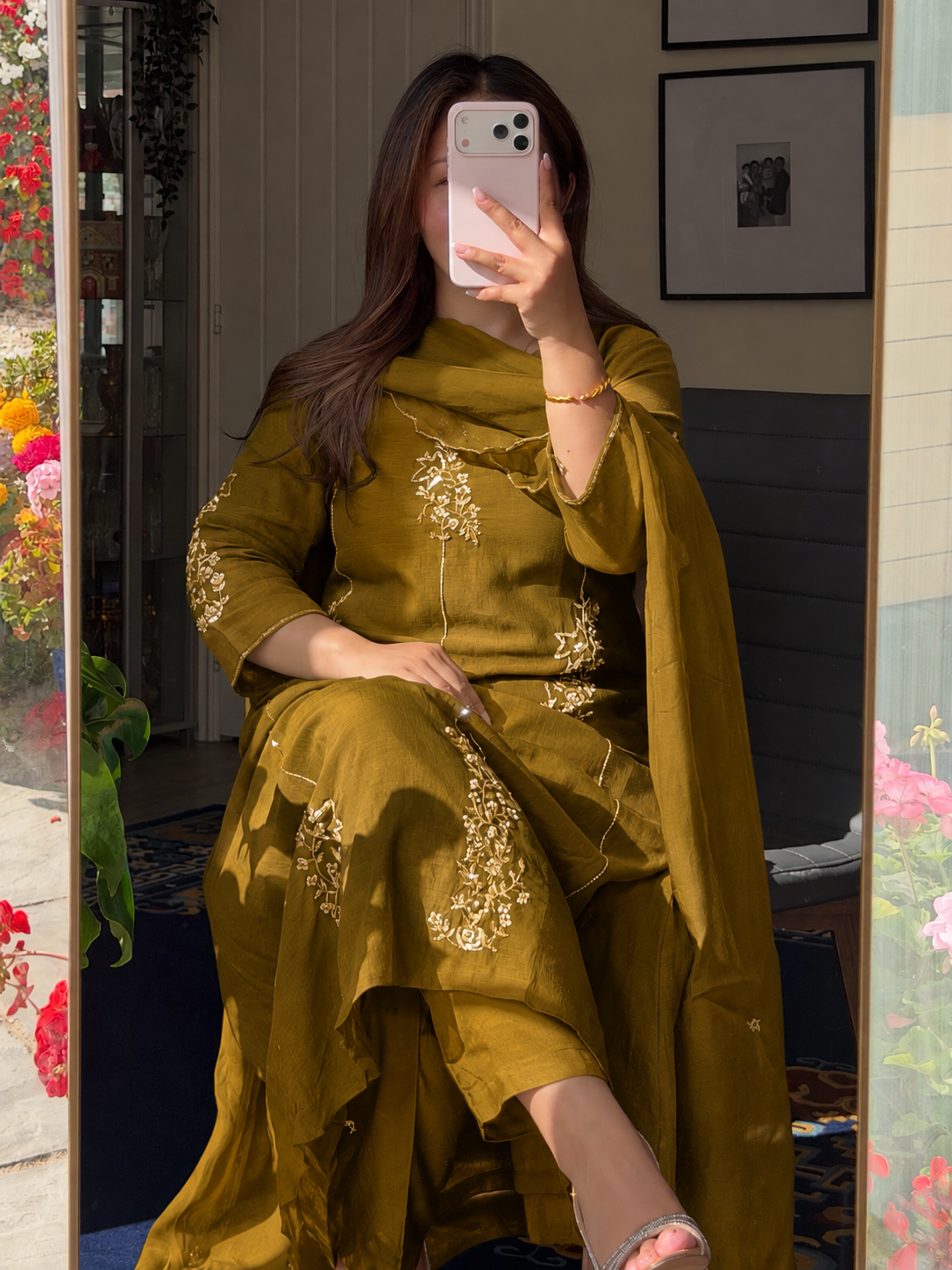 ✨Rida - Premium Mustard Mul Chanderi A-Line Kurta Set