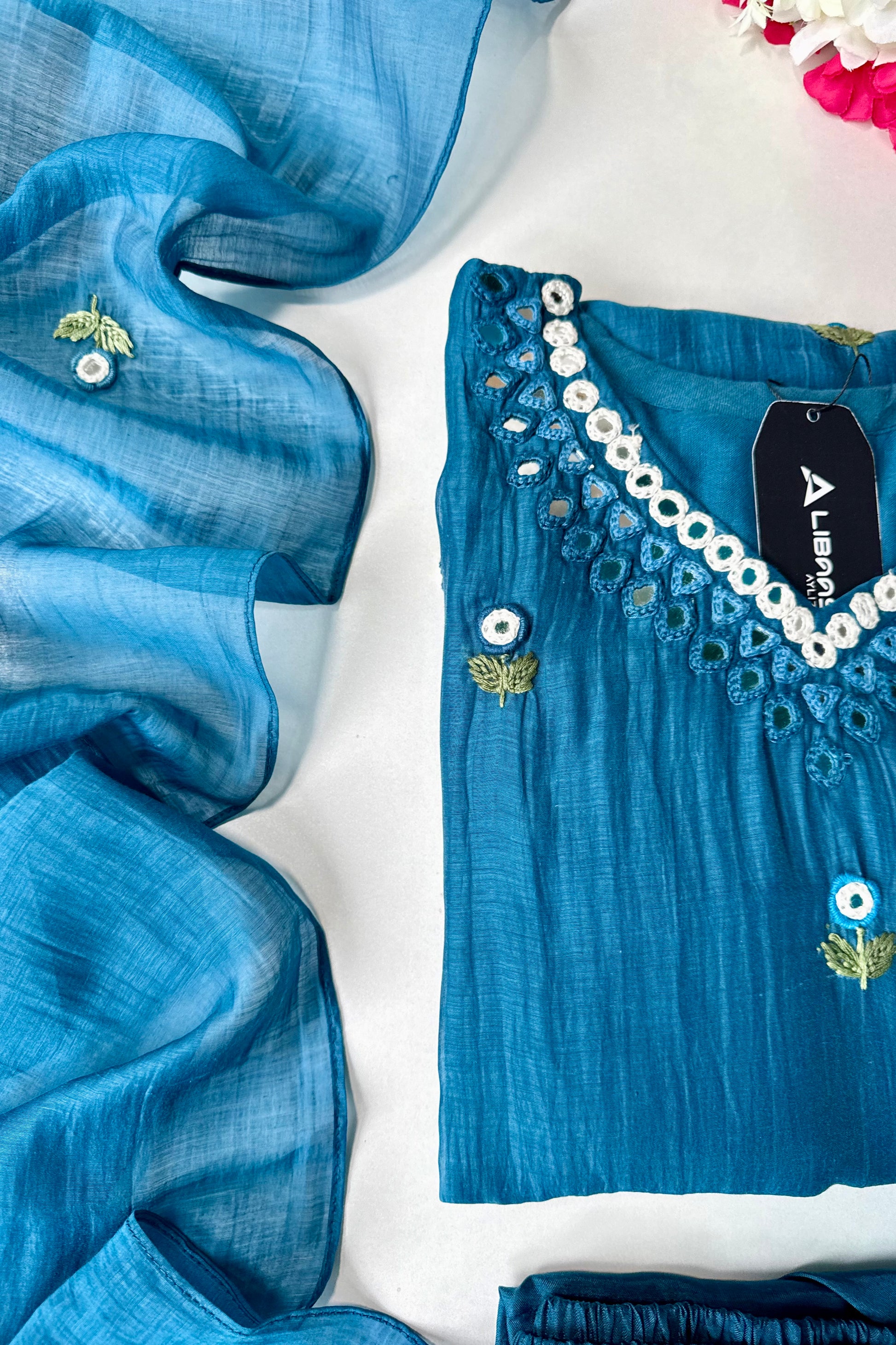 ✨”Ruby - Premium Blue Mul Chanderi A-Line Kurta Set