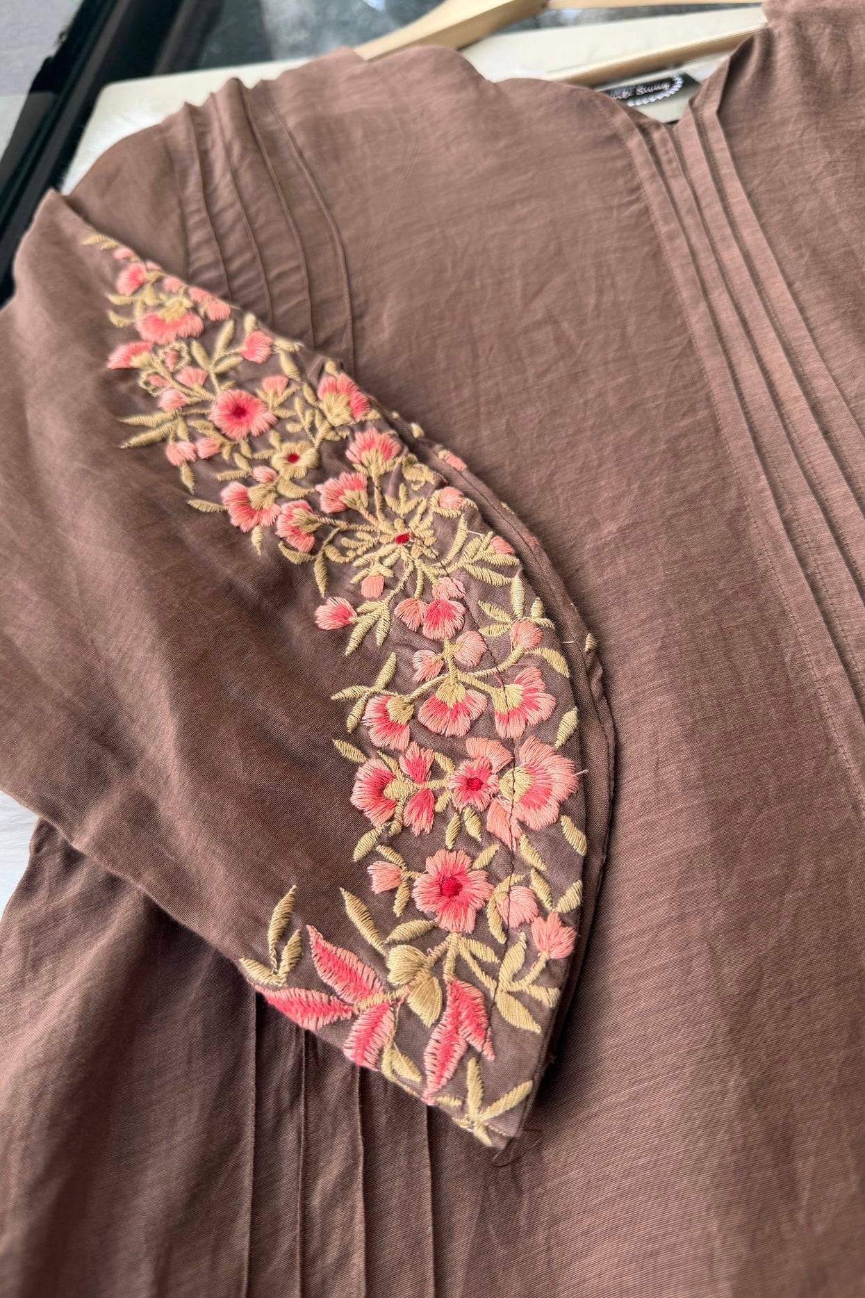 🛍️”Az021 – Premium Coffe Brown Mul Chanderi A Line Kurta Set