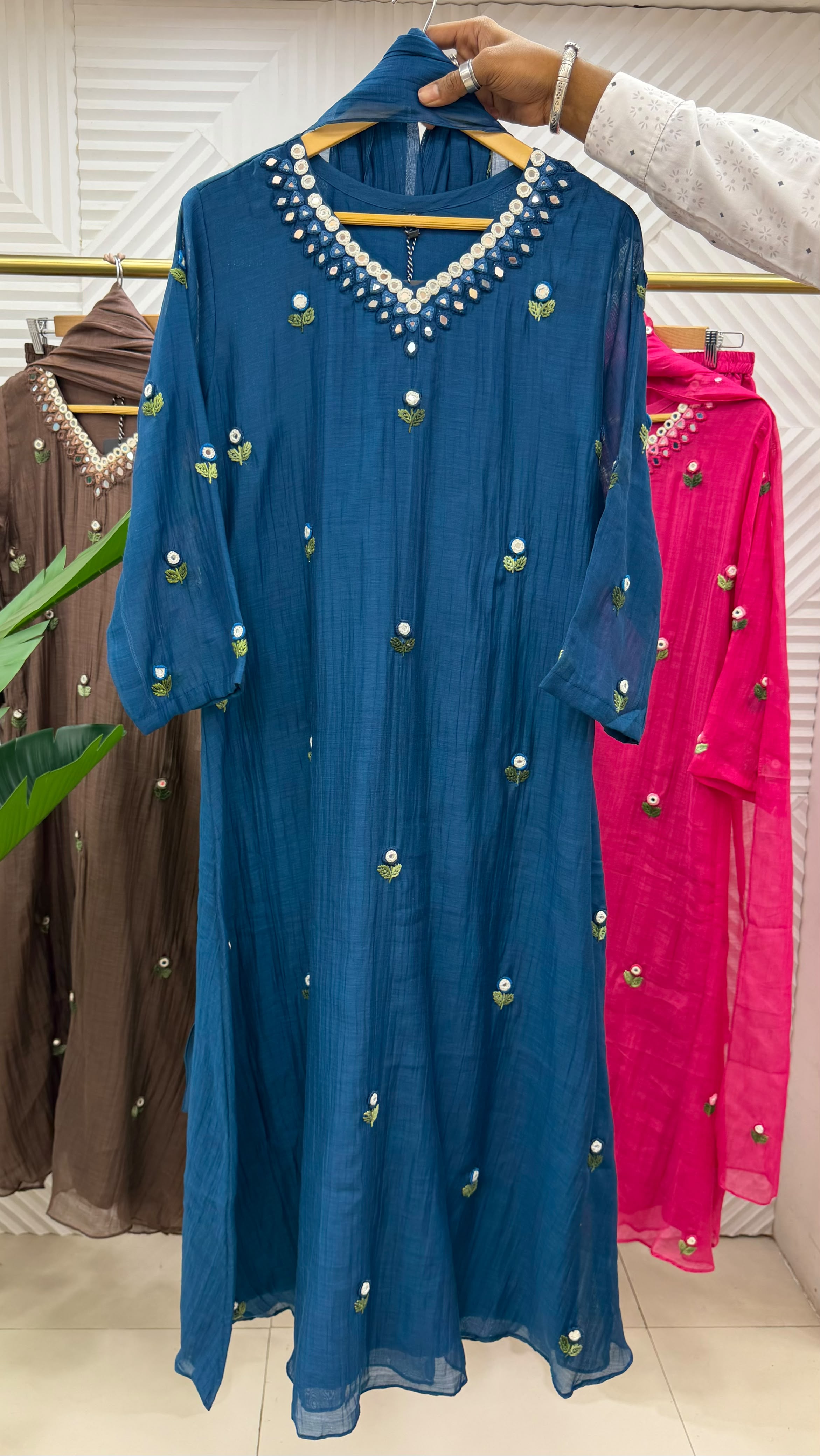 ✨”Ruby - Premium Mul Chanderi A-Line Kurta Set