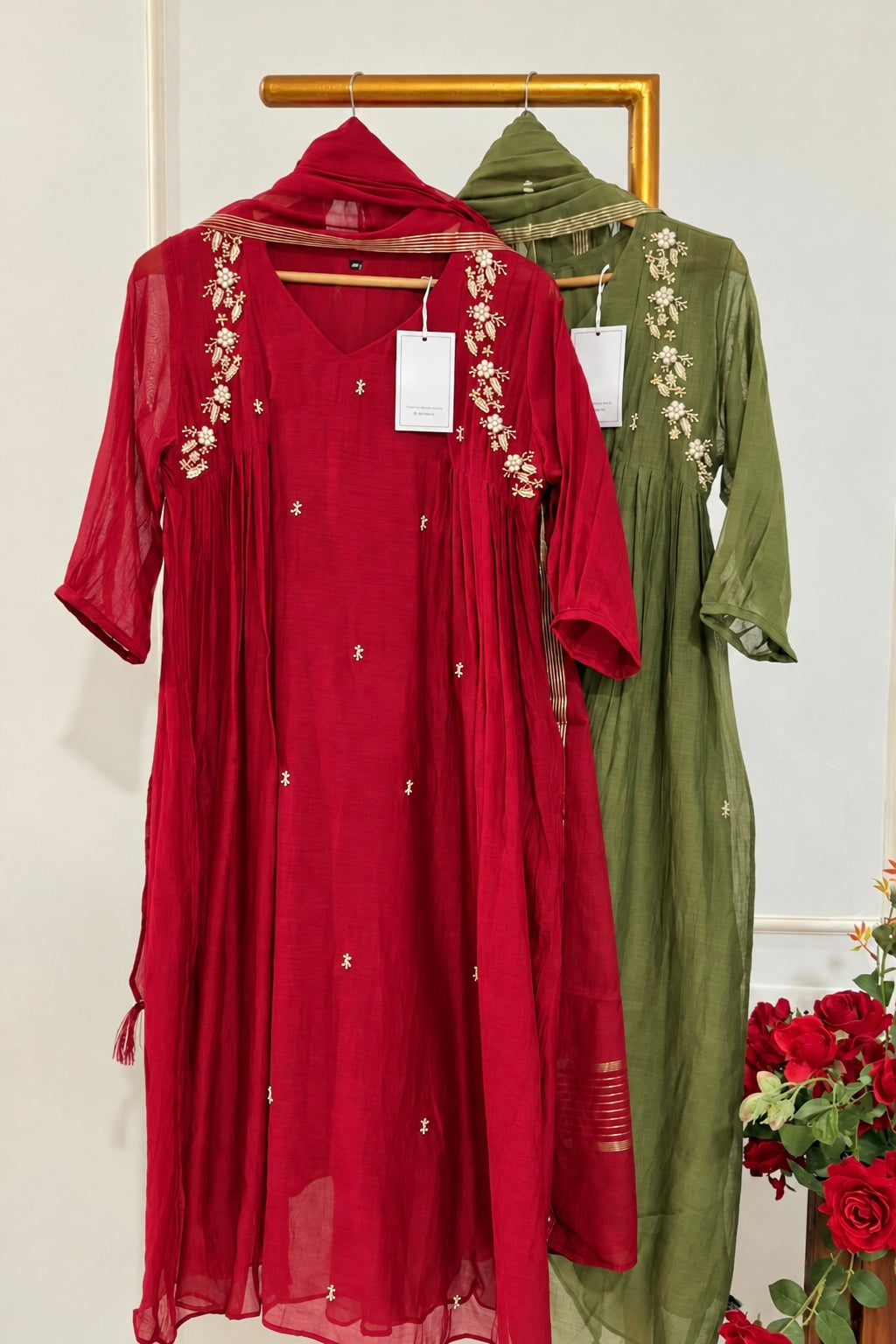 ✨ Zayna” Premium Mul Chanderi anarkali kurta set