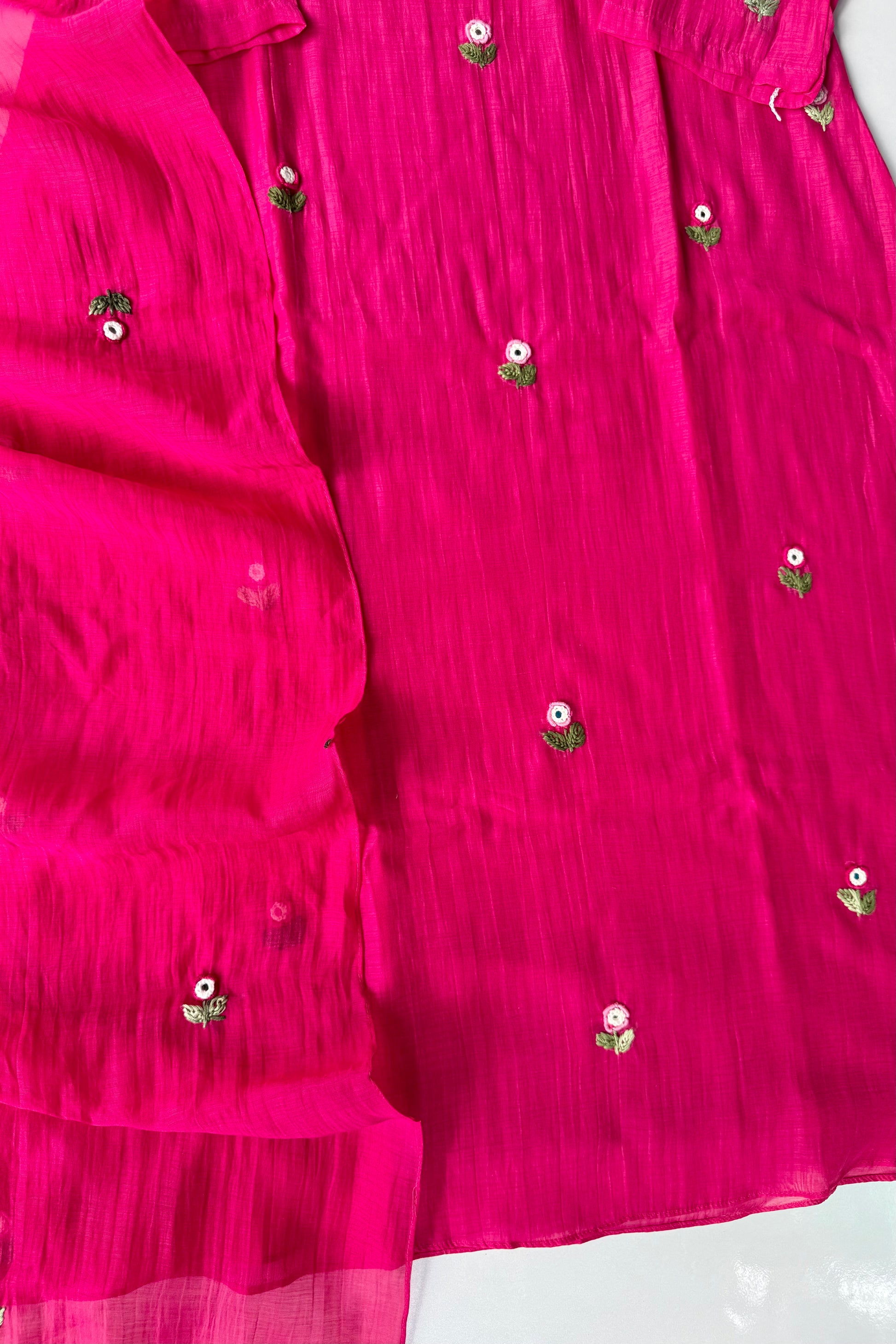 ✨”Ruby - Premium Pink Mul Chanderi A-Line Kurta Set 💕