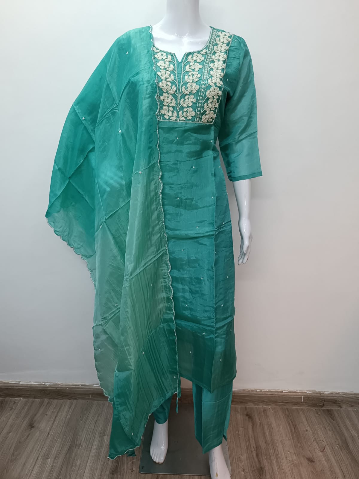 “PUNUM” Beautiful Tissue silk kurta with with pearl work set