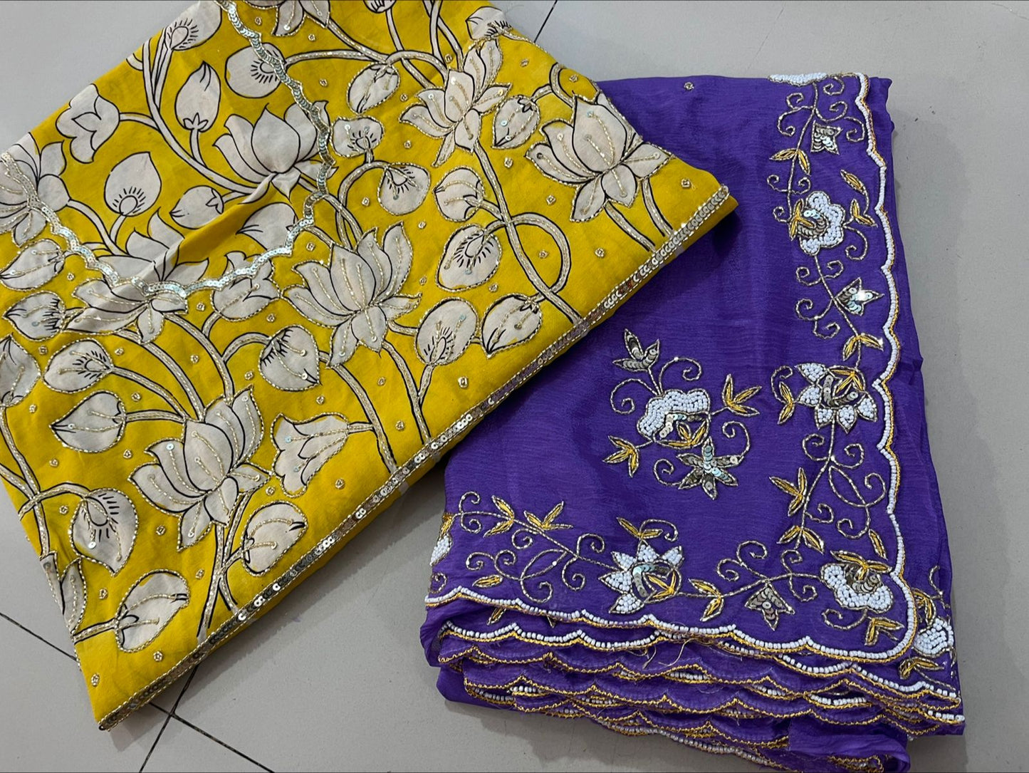 "Prime" premium Pure Chinnon saree with kalamkari blouse