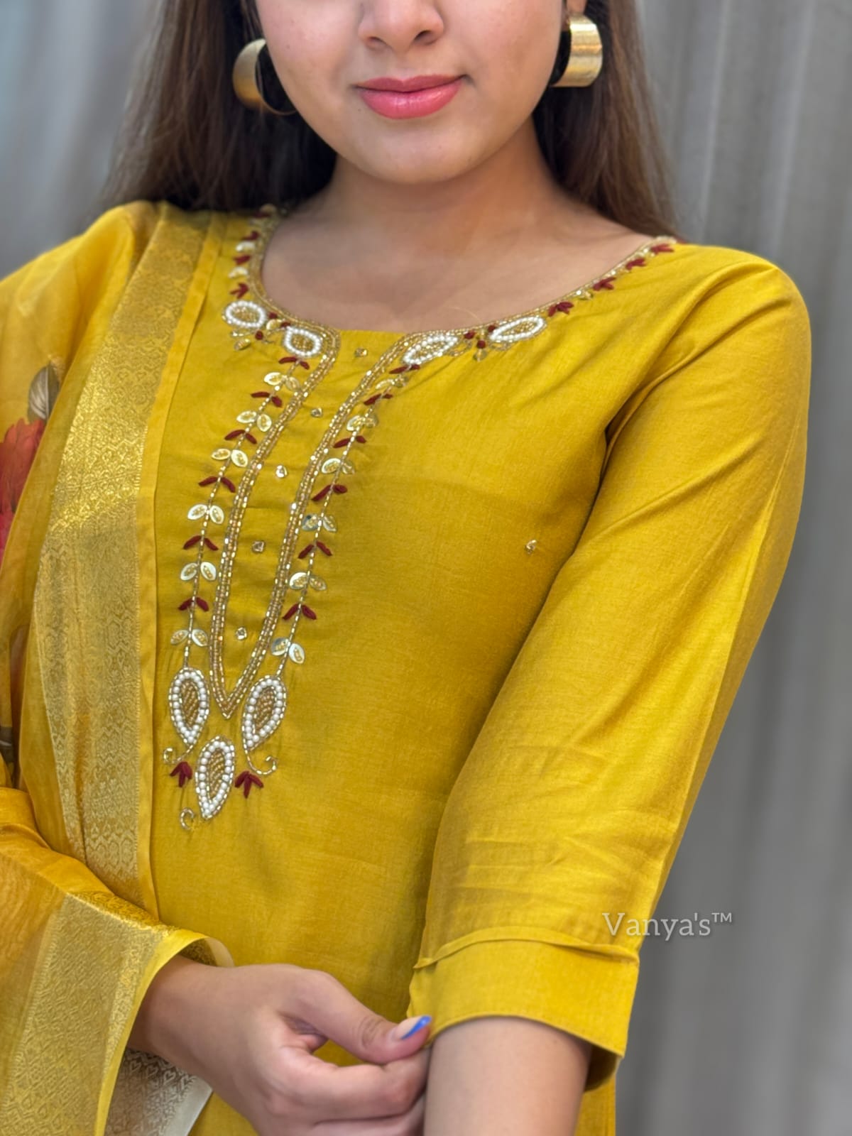 "Esra" Roman silk handcrafted kurti set