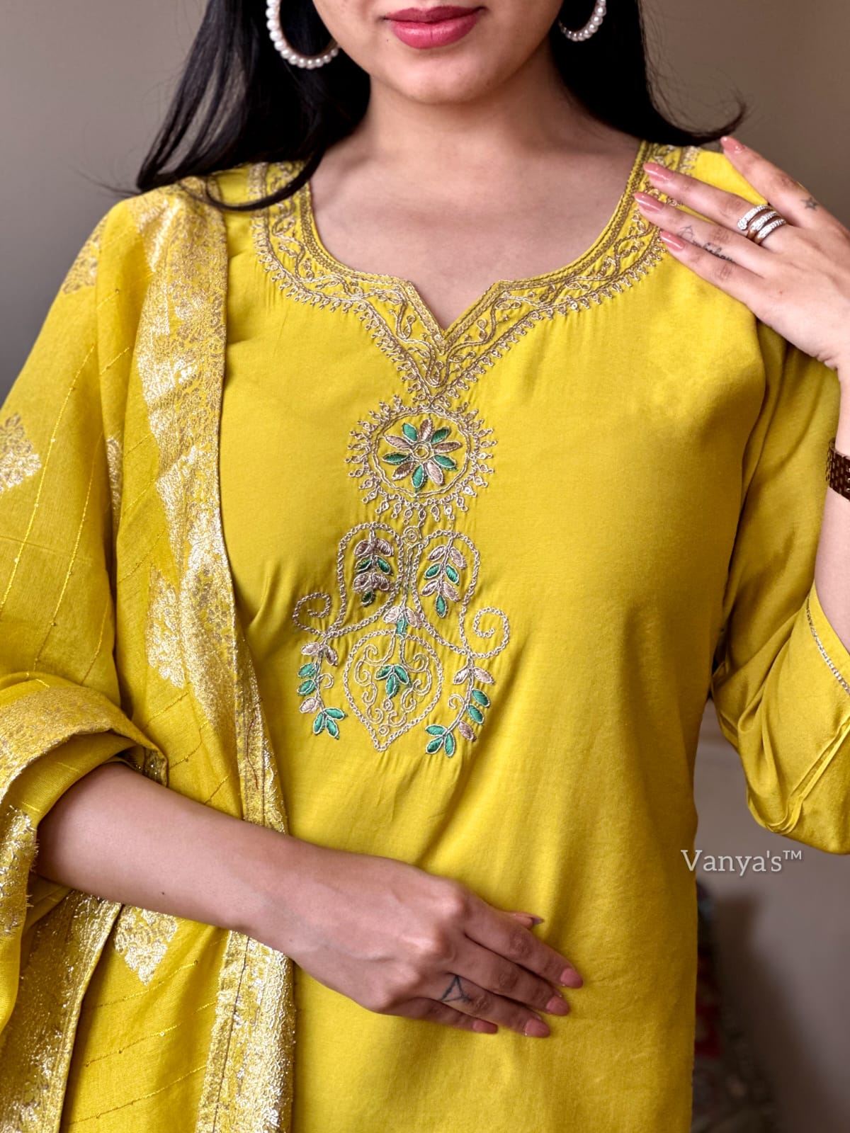 "Ezzah" Roman silk handcrafted kurti set