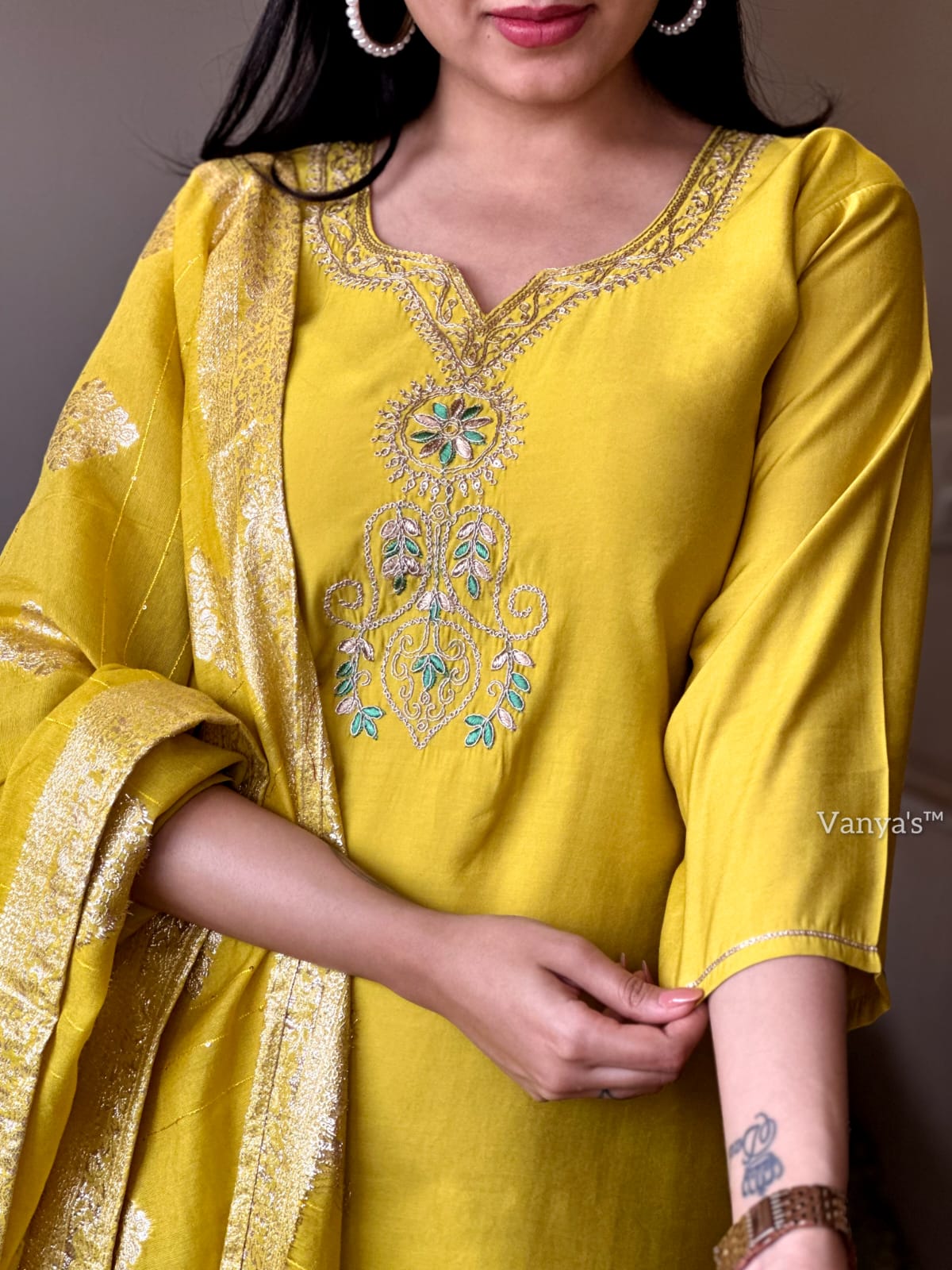 "Ezzah" Roman silk handcrafted kurti set