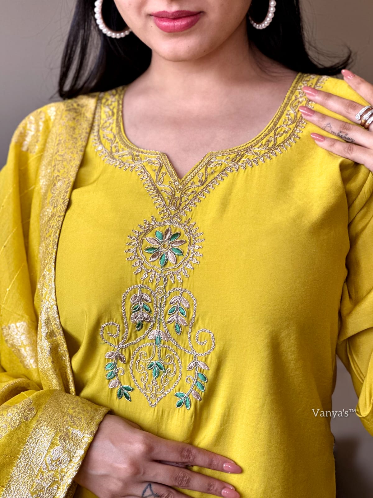 "Ezzah" Roman silk handcrafted kurti set