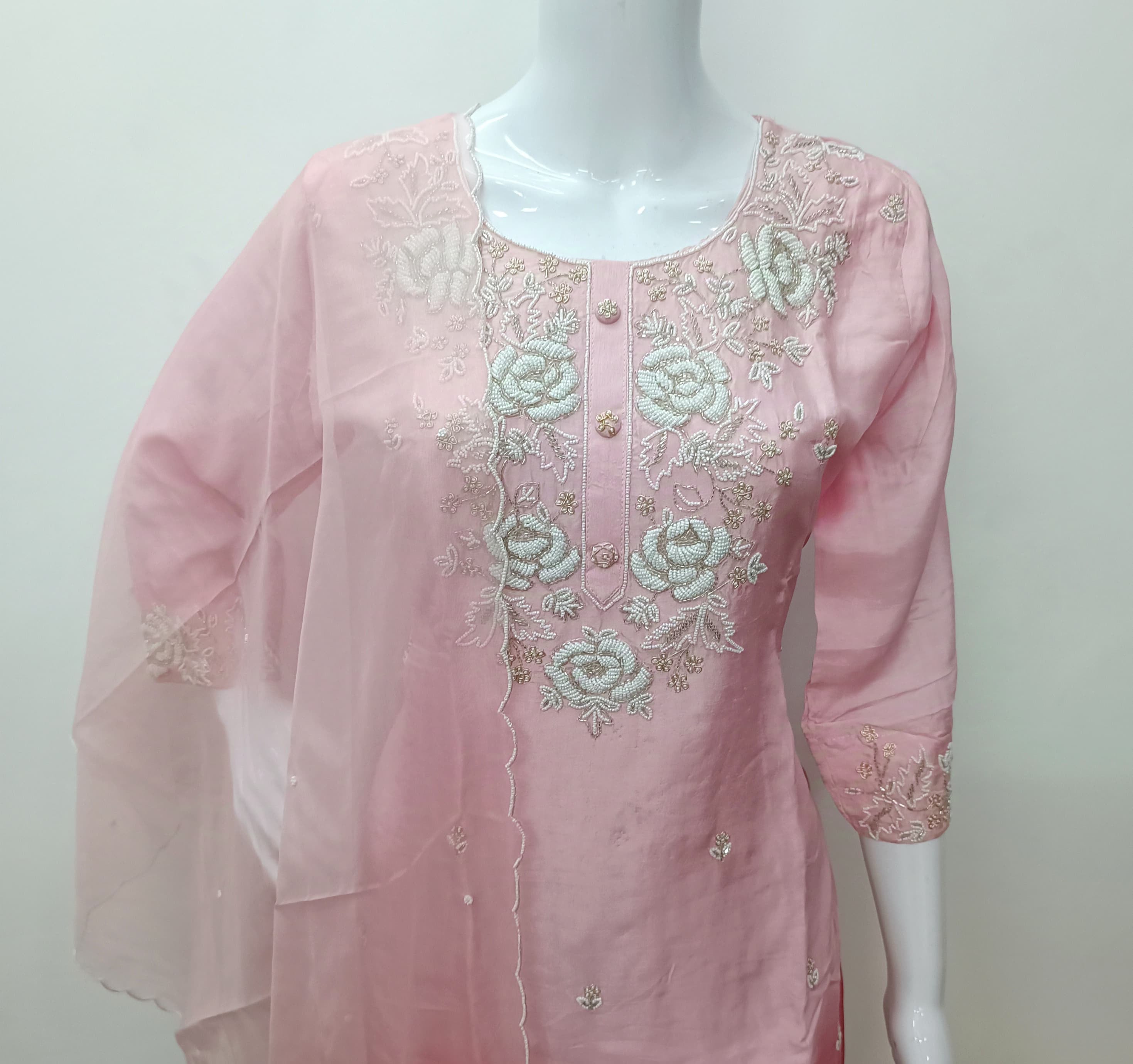 “Ulfat” Tissue silk pink shade party wear suit set