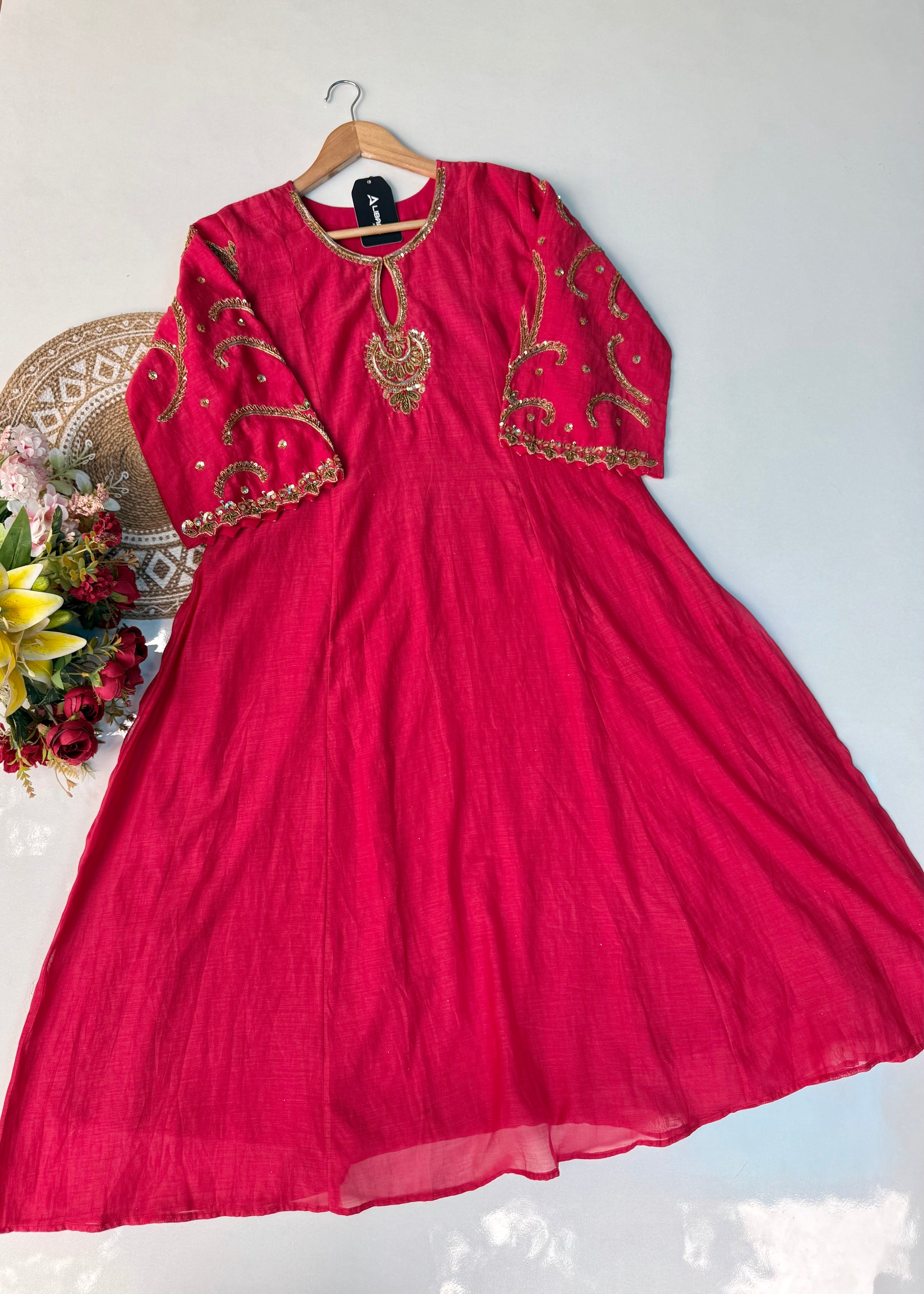 “Myra” Premium Mul Chanderi A line Anarkali Kurta Set